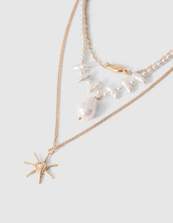 Triple Charm Halskette Gebrochenes Wei&szlig; SHOEBY ACCESSOIRES