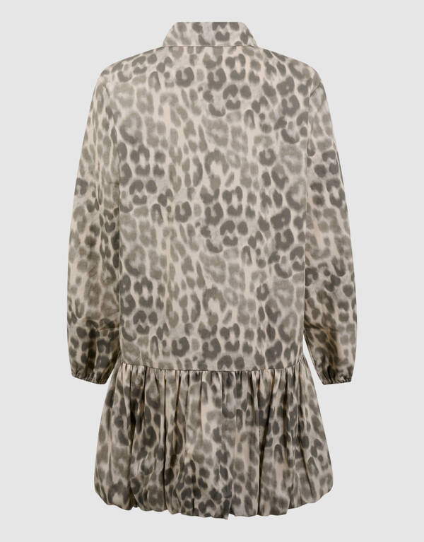 Leopard-Ballon-Minikleid Hellbraun SHOEBY GIRLS