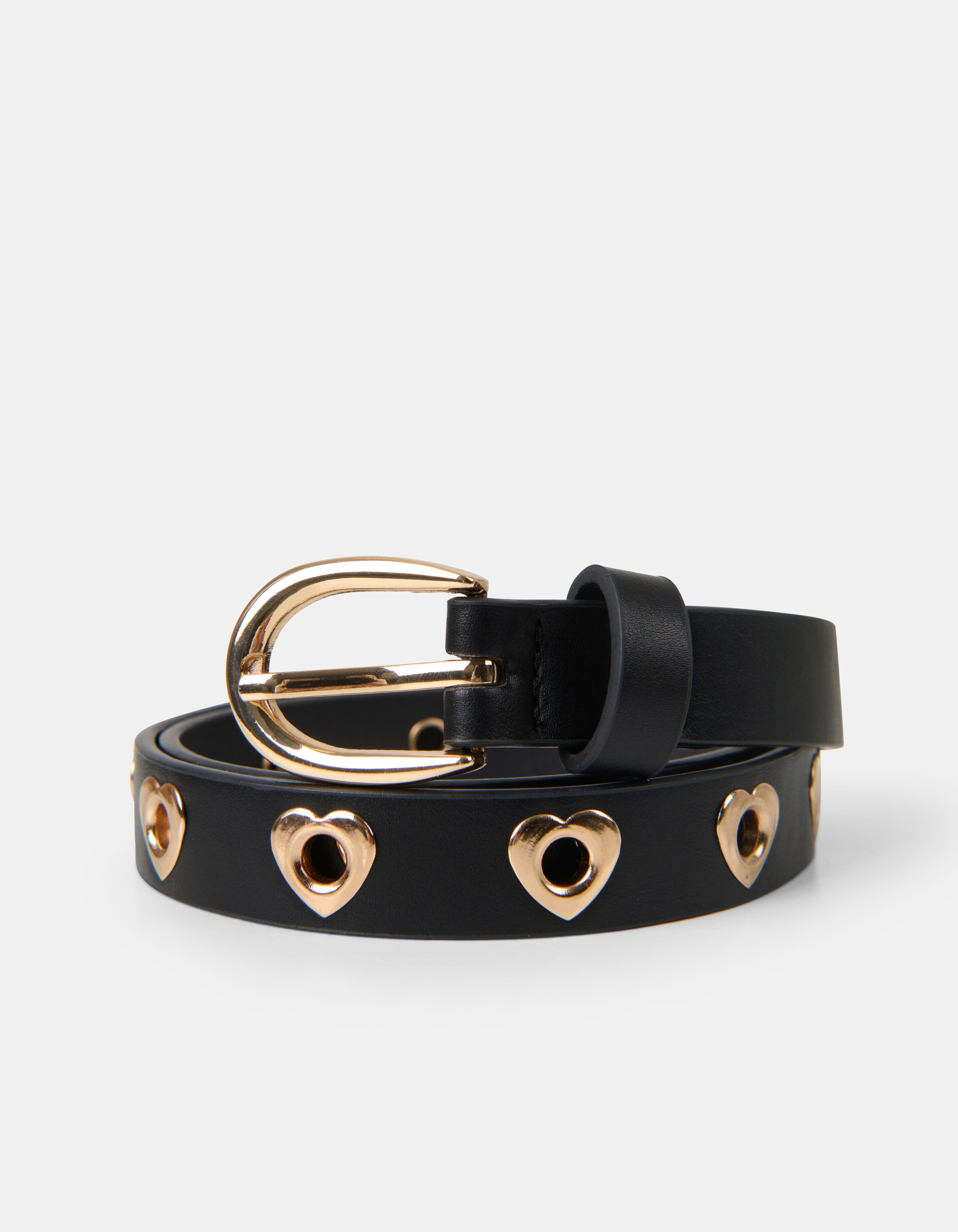 Gürtel mit goldenen Herzen Schwarz SHOEBY ACCESSOIRES