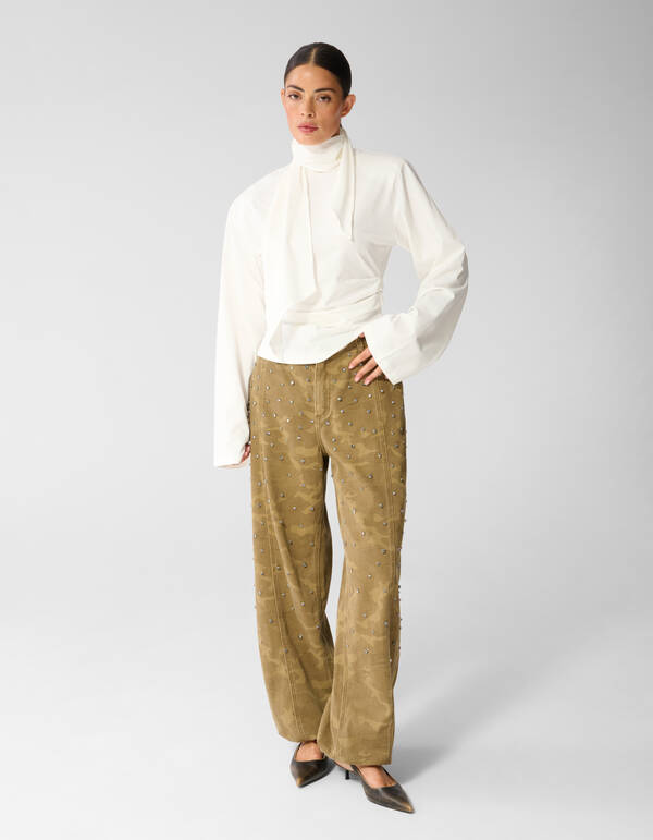 Drapierte Schulter Longsleeve Ecru SHOEBY WOMEN