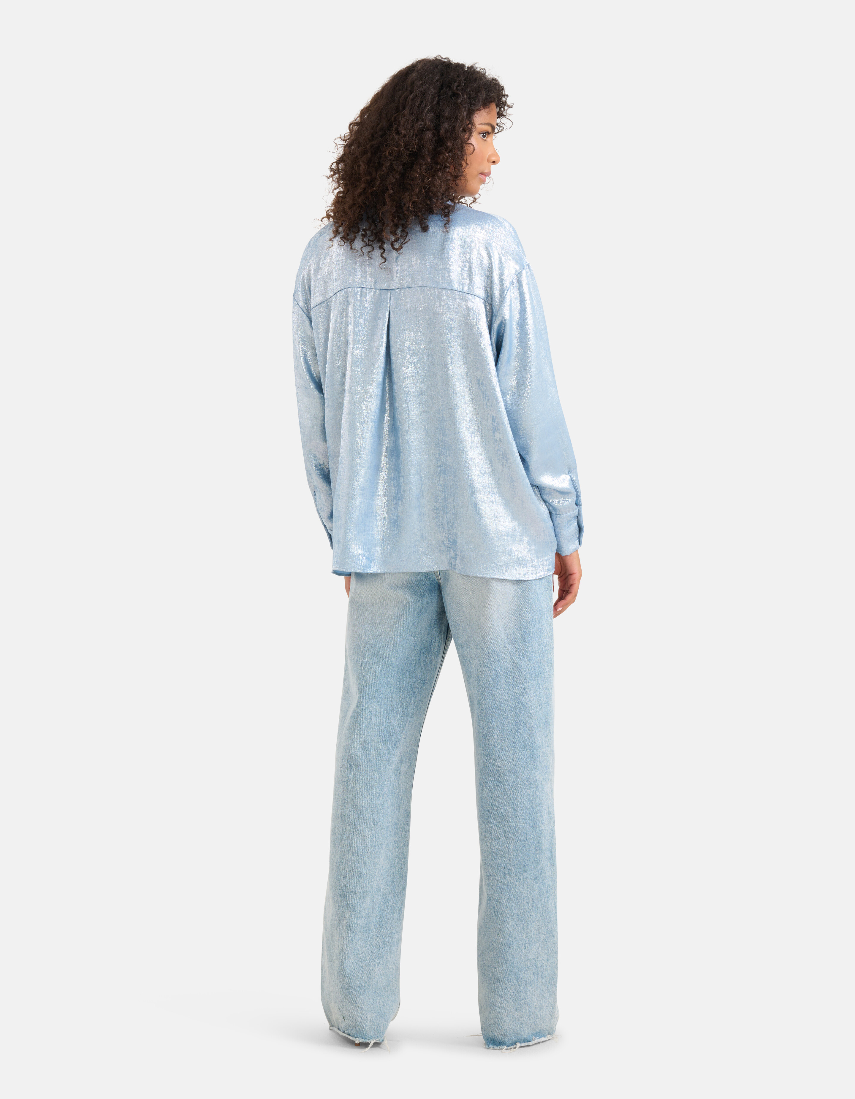 Metallic-Bluse Hellblau SHOEBY WOMEN