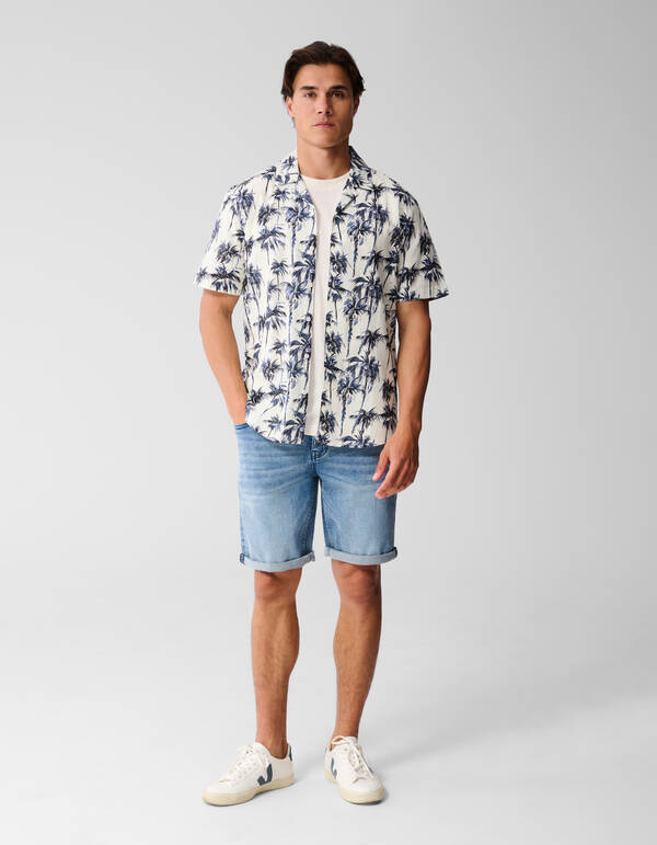 Bedrucktes Palmen-T-Shirt Off White SHOEBY MEN
