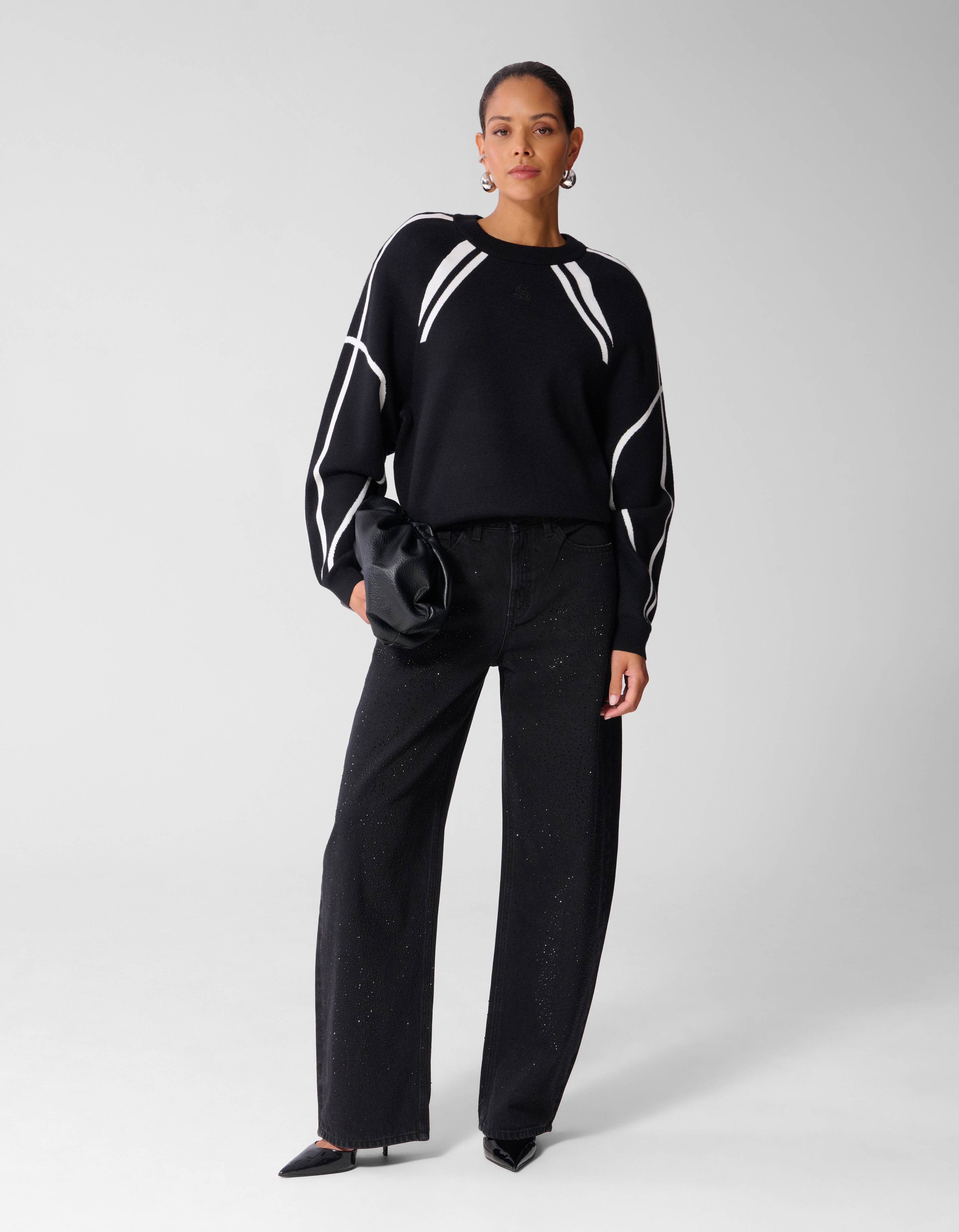 Oversized Sporty Strickpullover Schwarz SHOEBY WOMEN