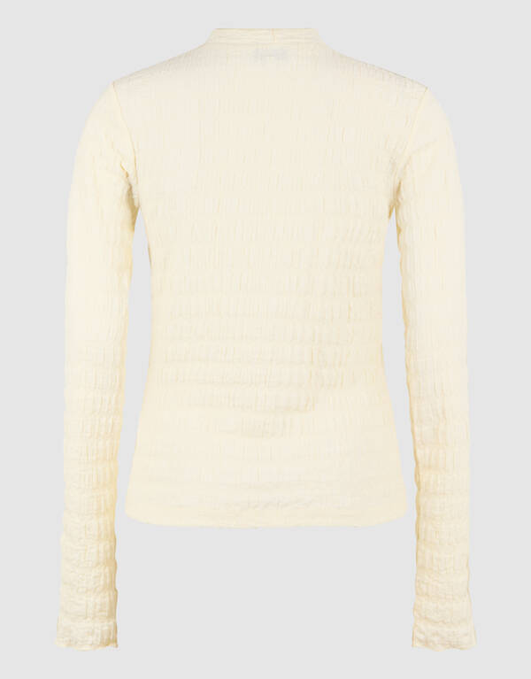 Struktur Langarmshirt Top Gebrochen Wei&szlig; SHOEBY WOMEN