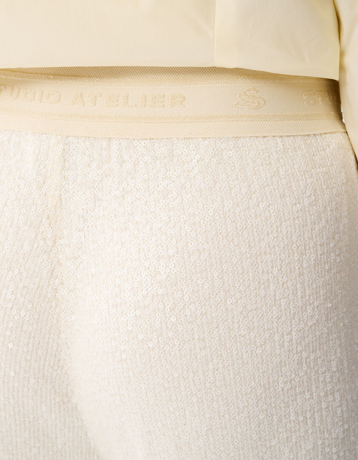 Hose mit weitem Bein aus Pailletten Wei&szlig; SHOEBY WOMEN