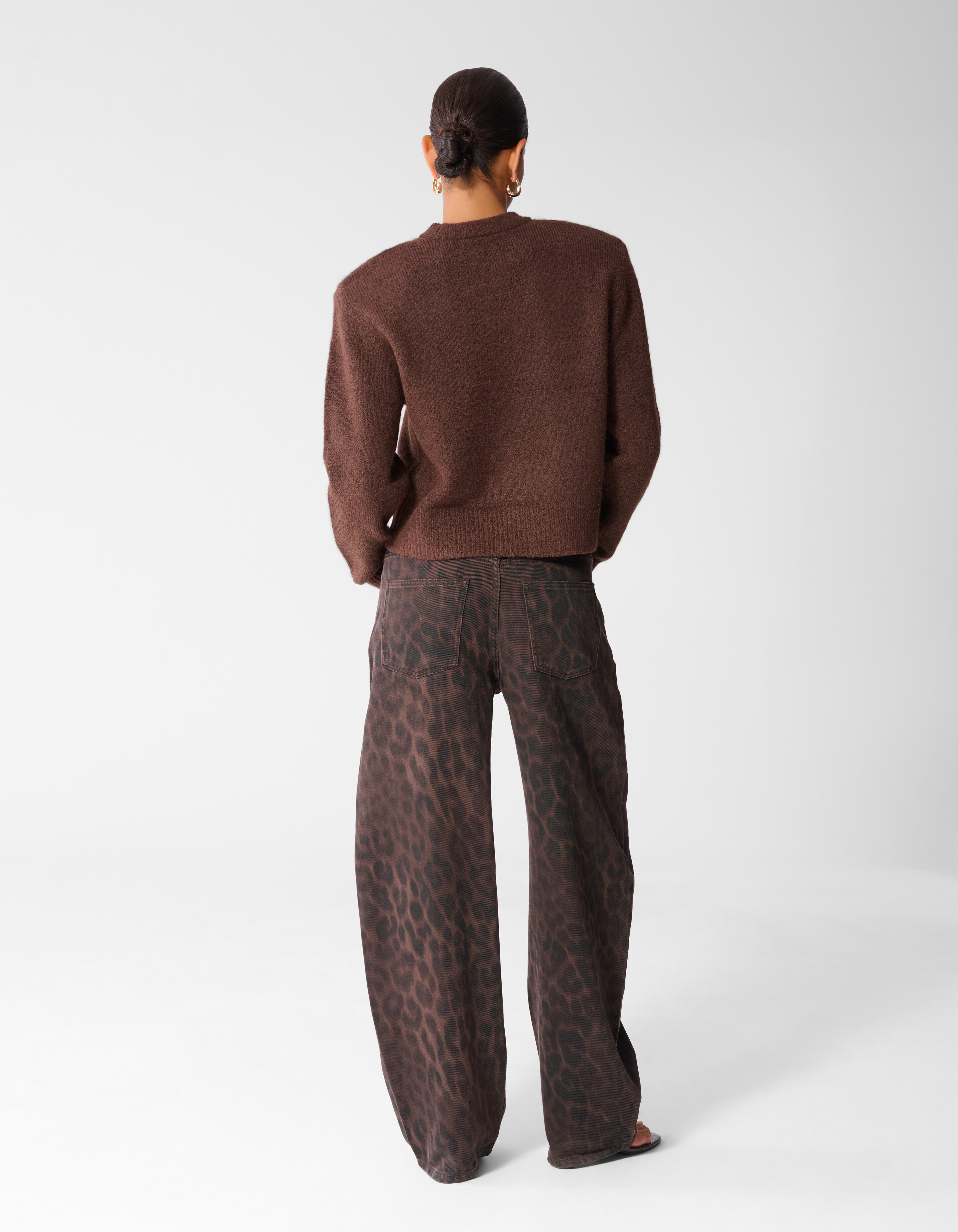 Leopard Print Baggy Fit Jeans Donkerbruin SHOEBY WOMEN