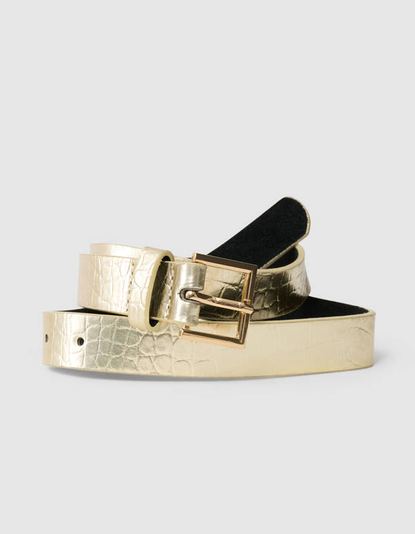 Metallischer Kroko-Gürtel Gold SHOEBY ACCESSOIRES