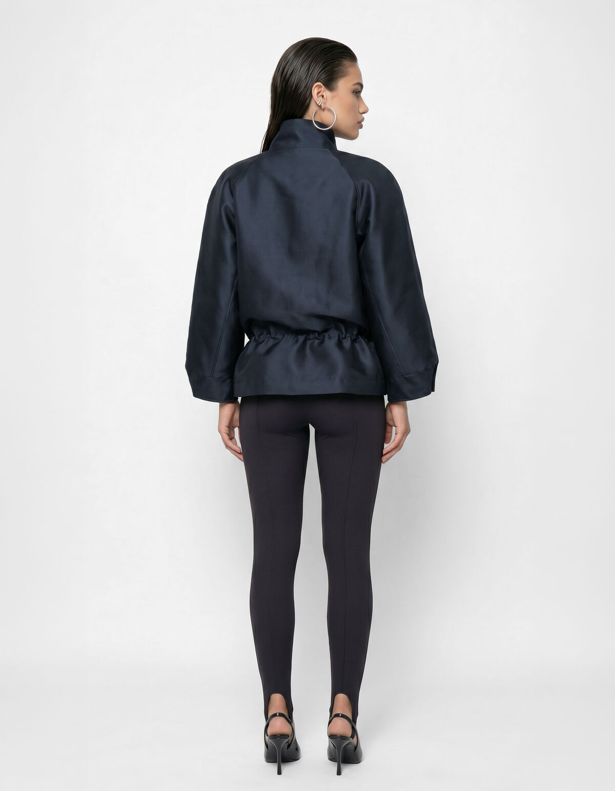Jacke aus Satin-Twill mit Kordelzug Schwarz SHOEBY WOMEN