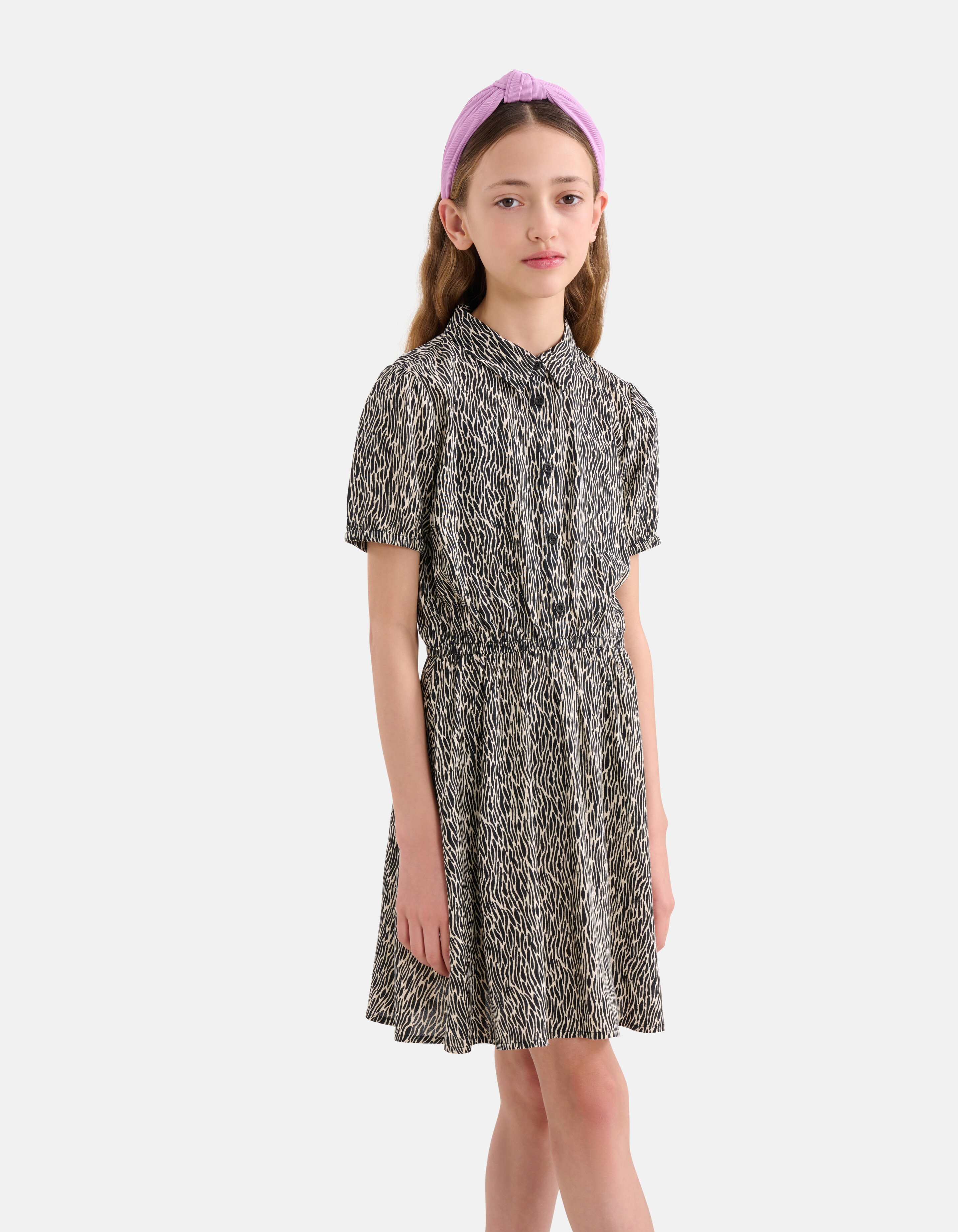 Gewelltes Streifenkleid Schwarz SHOEBY GIRLS