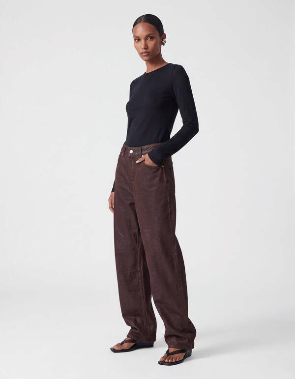 Lurex Barrel Fit Jeans Dunkelbraun SHOEBY WOMEN