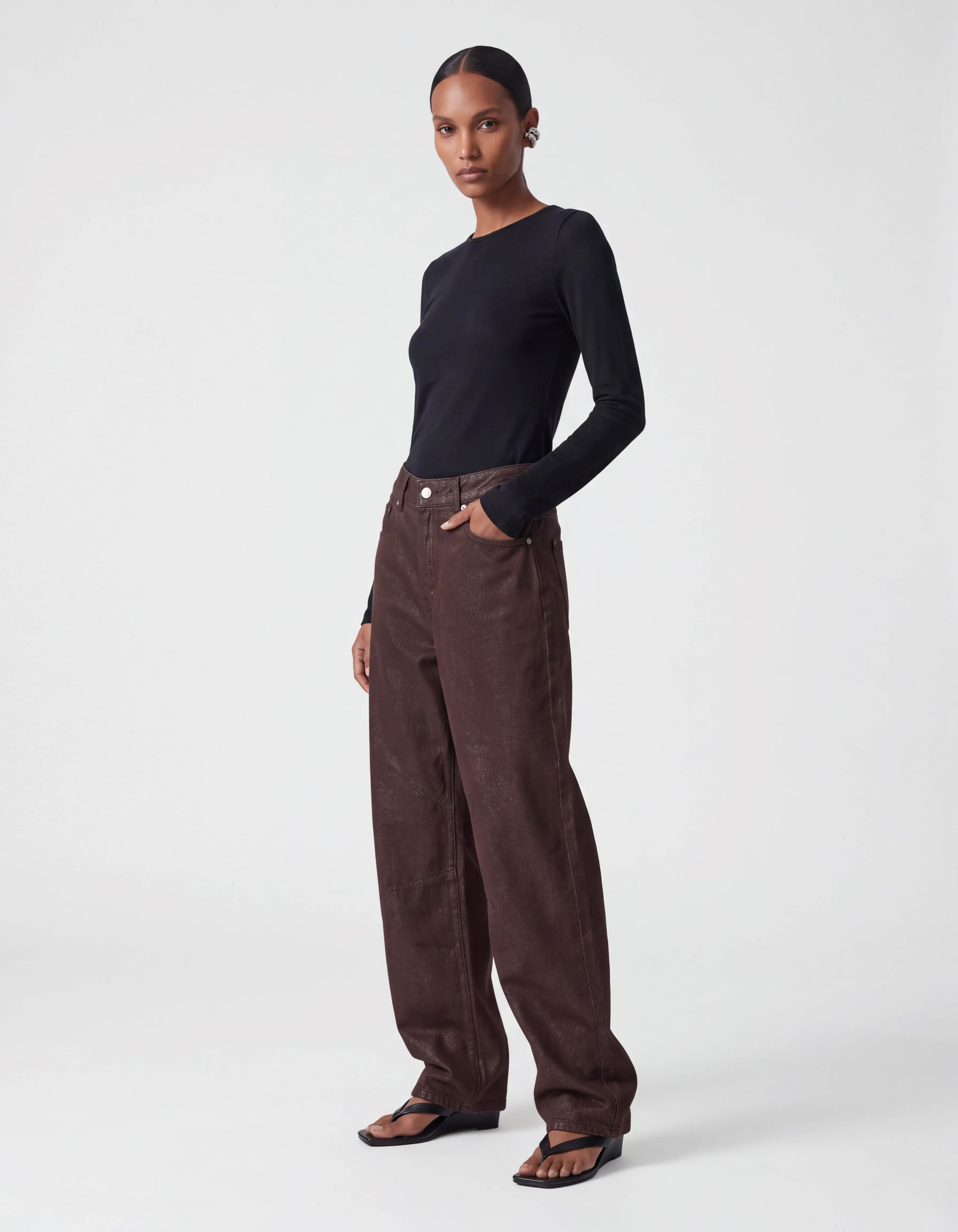 Lurex Barrel Fit Jeans Dunkelbraun SHOEBY WOMEN