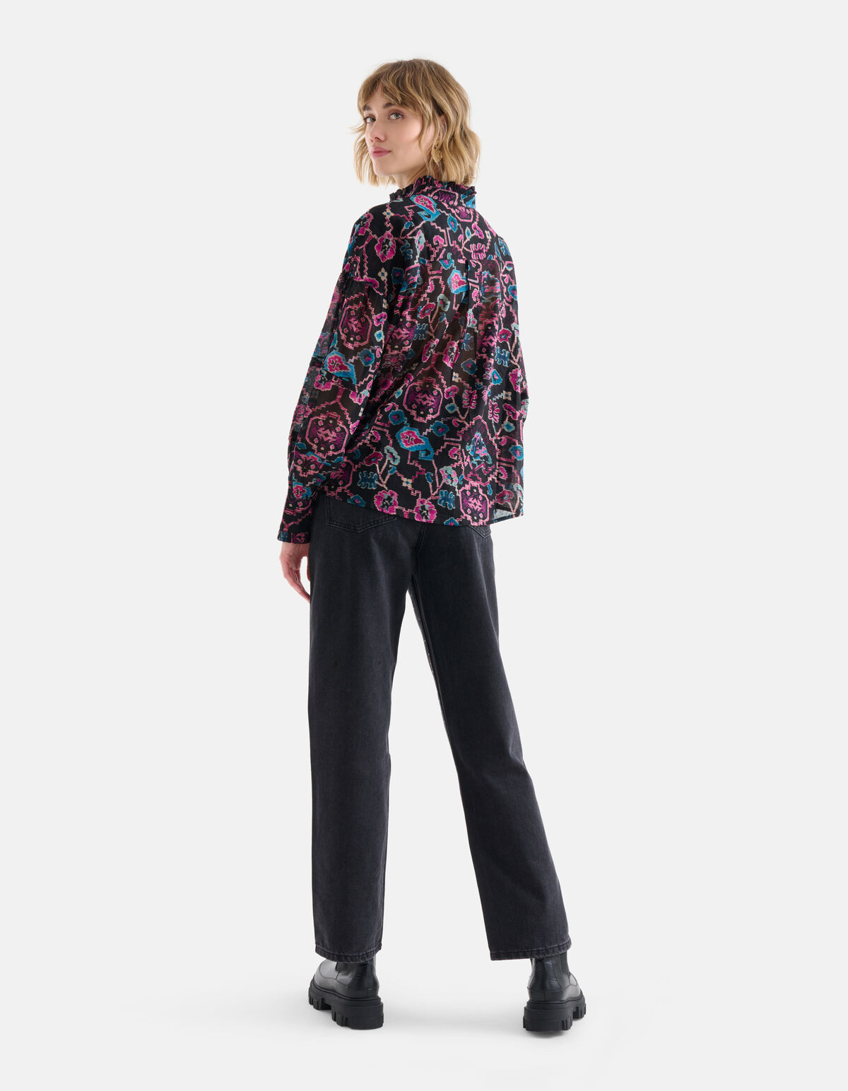 Bluse mit grafischem Druck Schwarz SHOEBY WOMEN