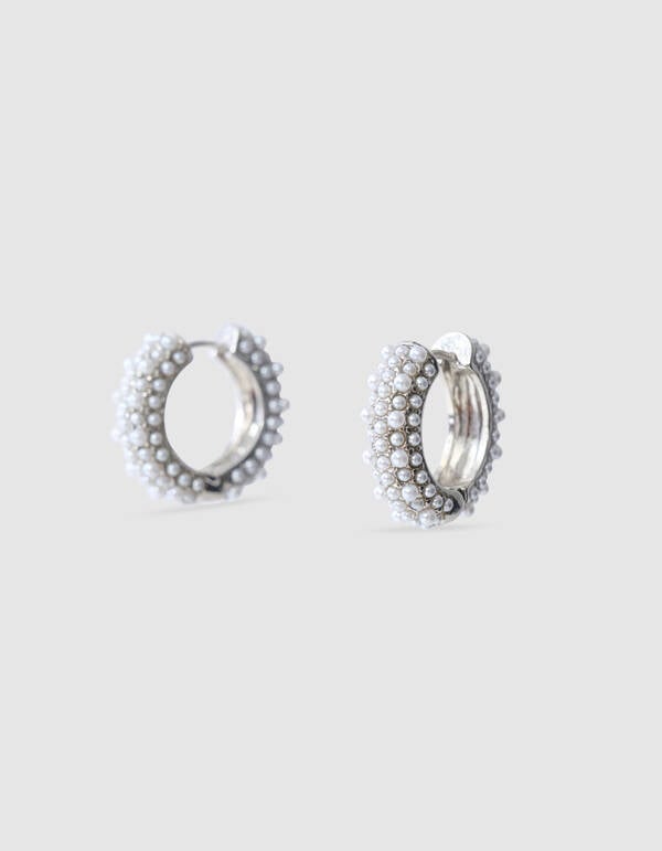 Parel Hoops Ohrringe Silber SHOEBY ACCESSOIRES
