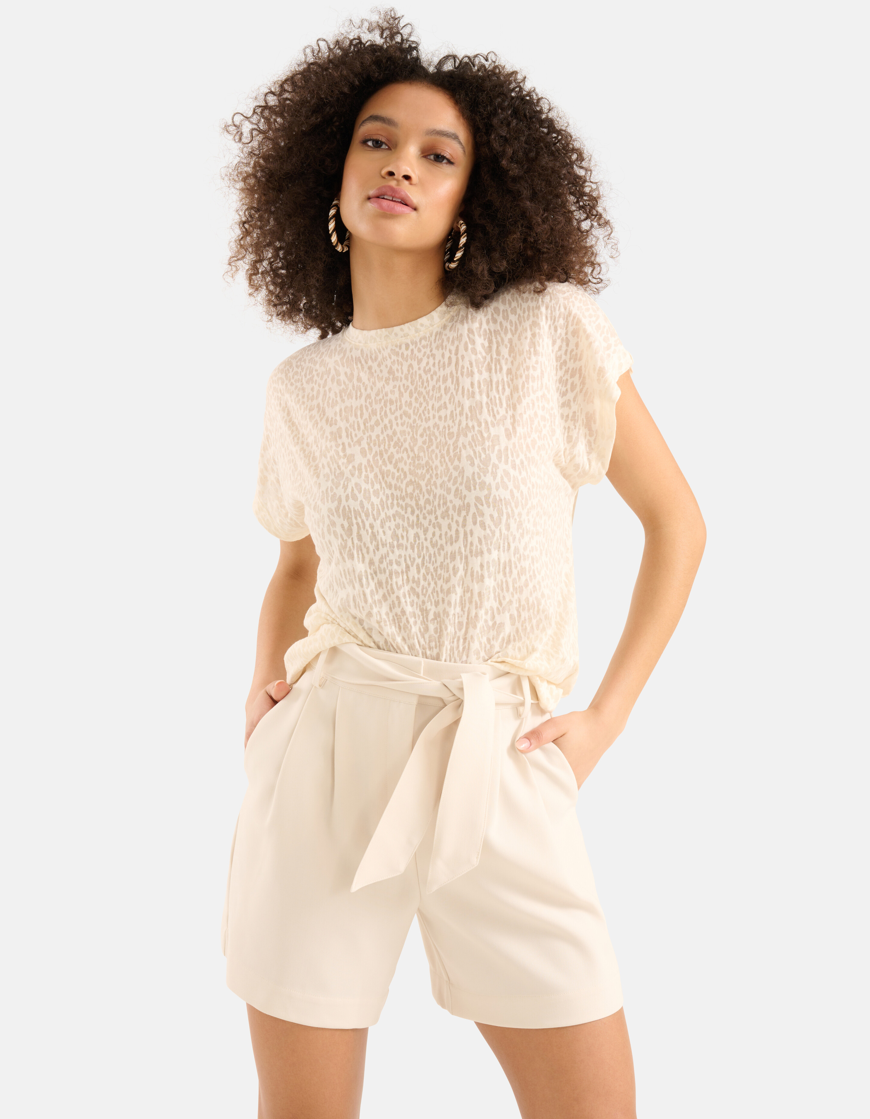 Leopard Burn Out T-shirt Off White SHOEBY WOMEN