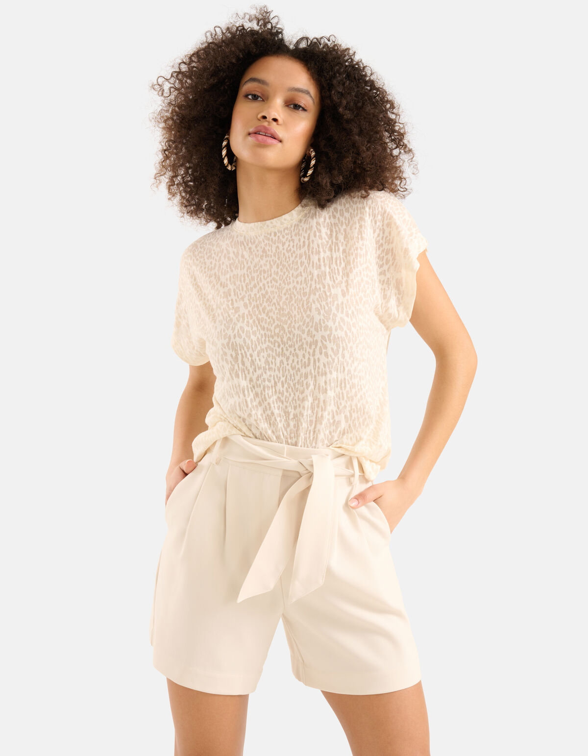 Leopard Burn Out T-shirt Off White SHOEBY WOMEN