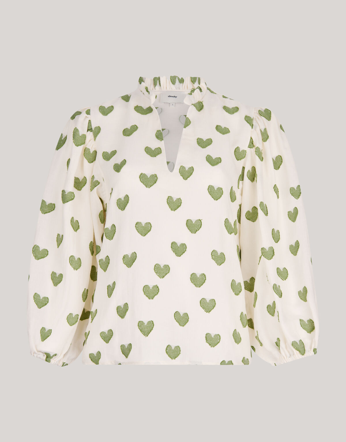 Bedruckte Herzbluse Off White SHOEBY WOMEN