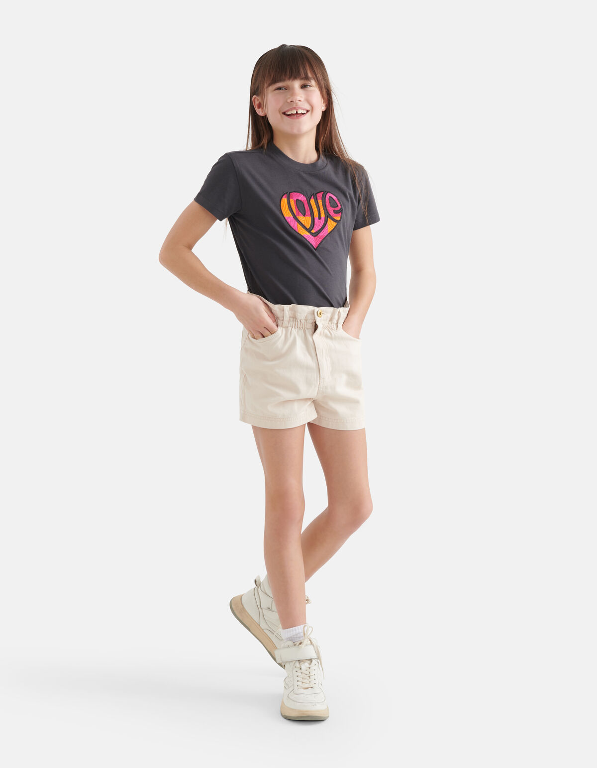 Stickerei-T-Shirt Dunkelgrau SHOEBY GIRLS