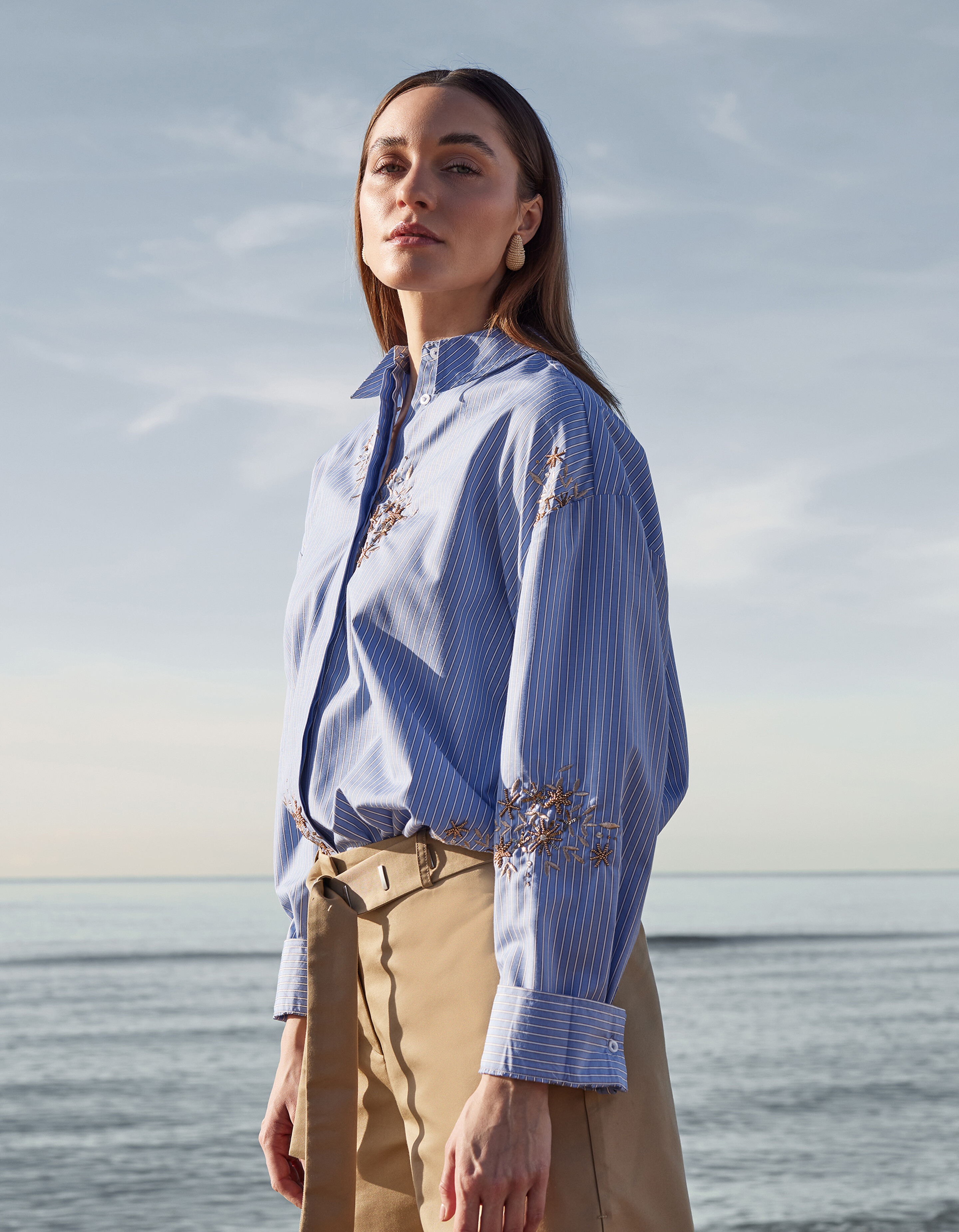 Nadelstreifen-Stickerei Bluse Blau von Mieke SHOEBY WOMEN