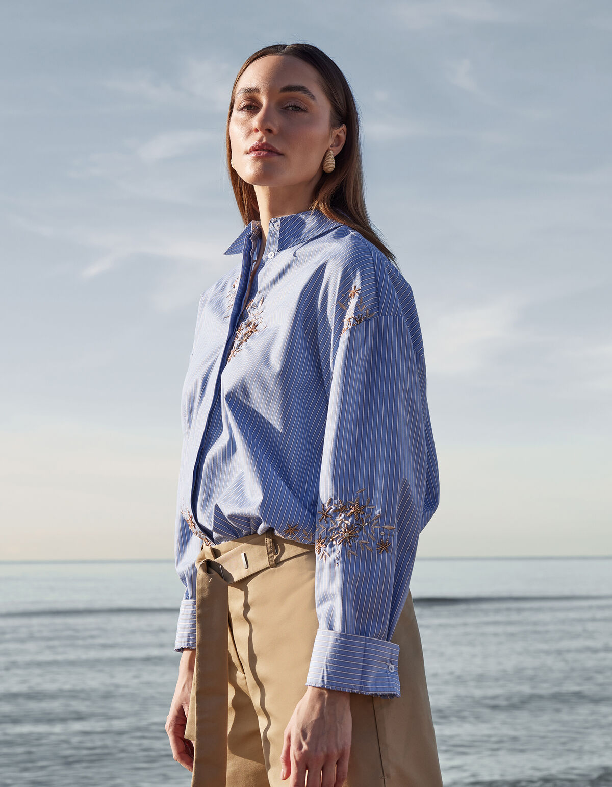 Nadelstreifen-Stickerei Bluse Blau von Mieke SHOEBY WOMEN