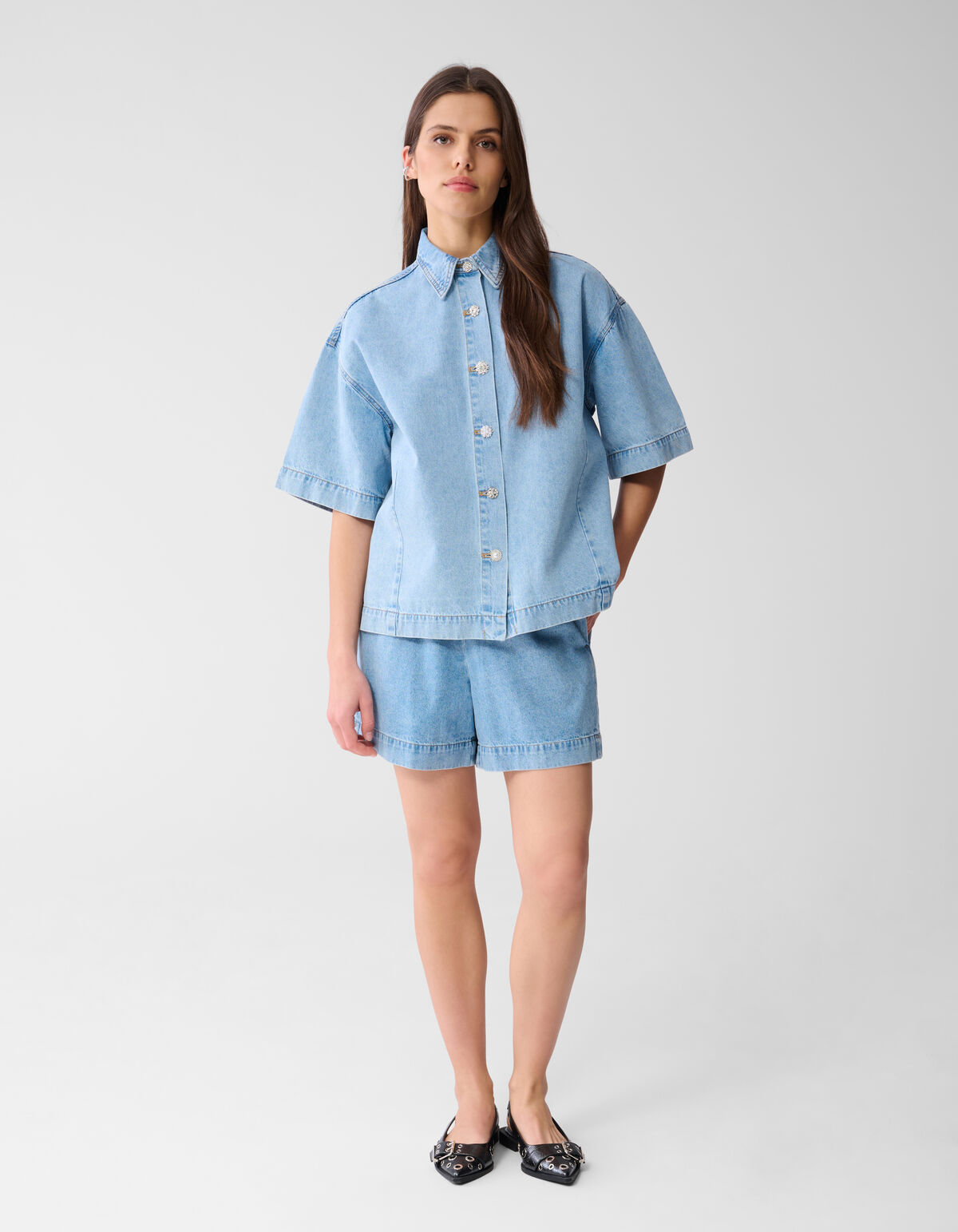 Übergroße Denim-Bluse gebleicht von Monica SHOEBY WOMEN