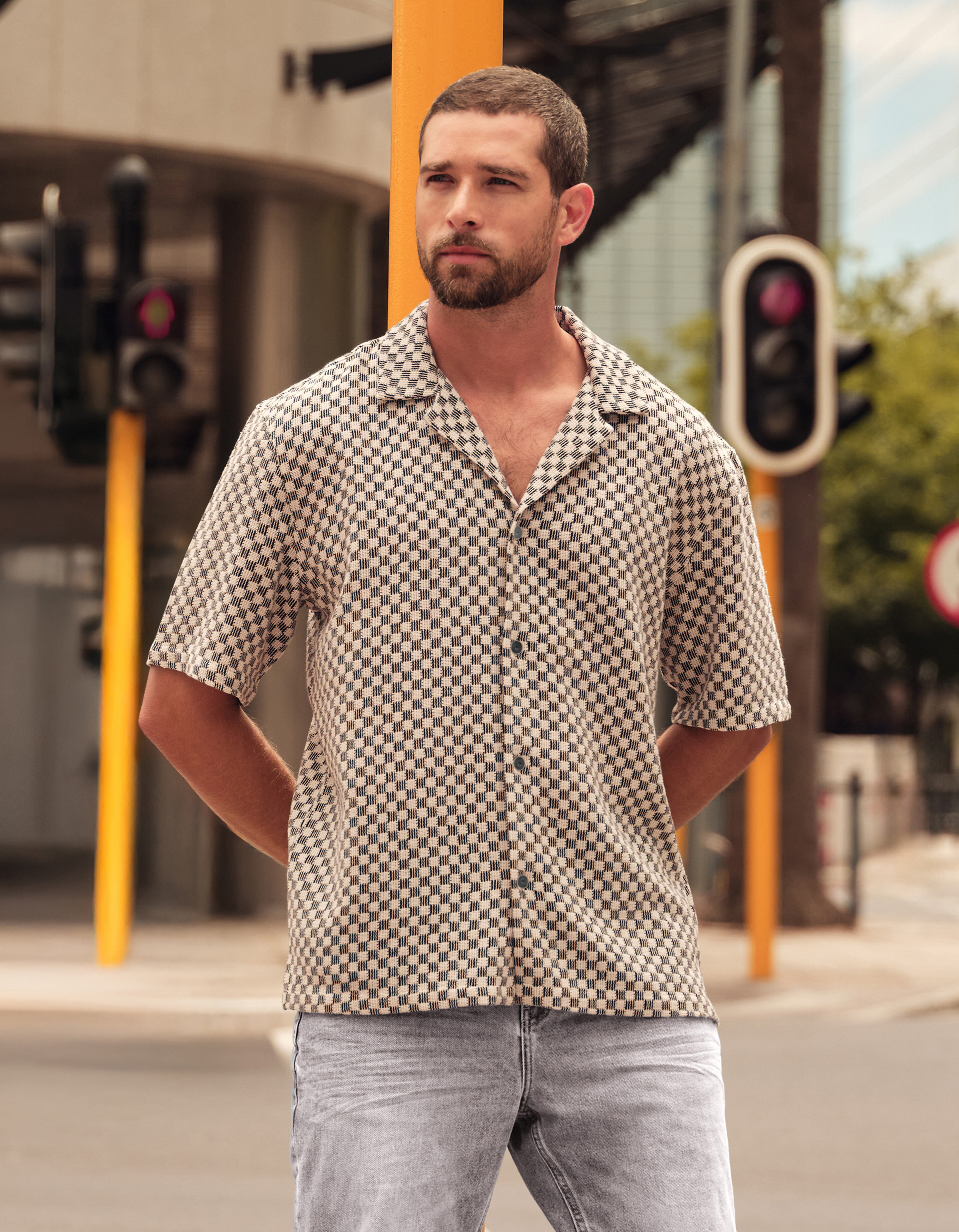 Jacquard Block Overshirt Schwarz SHOEBY MEN