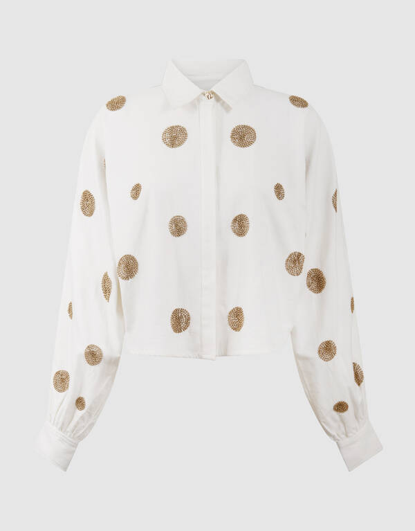 Perlenbesetzte Stippenbluse Wei&szlig; von Mieke SHOEBY WOMEN