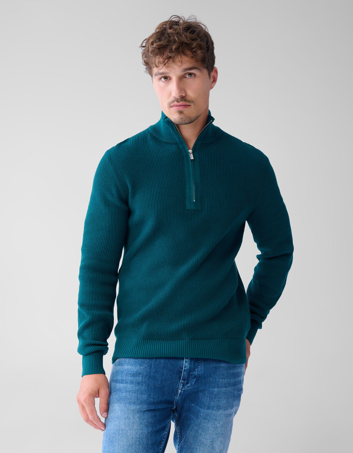 Pullover mit Rei&szlig;verschluss Dunkelgr&uuml;n SHOEBY MEN