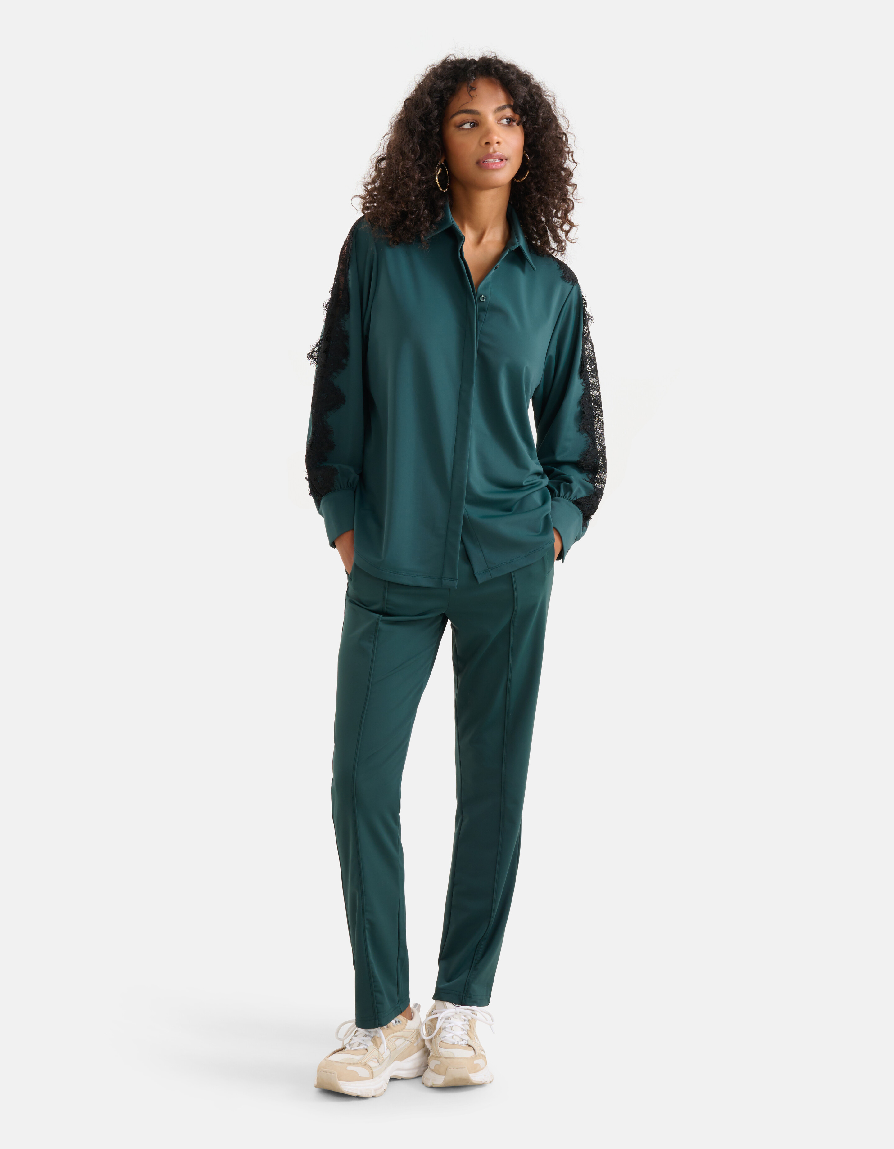 Reisebluse aus Spitze Dunkelgrün SHOEBY WOMEN