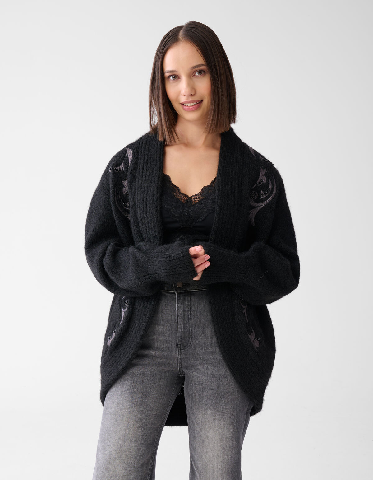 Vintage Strickjacke Schwarz SHOEBY WOMEN