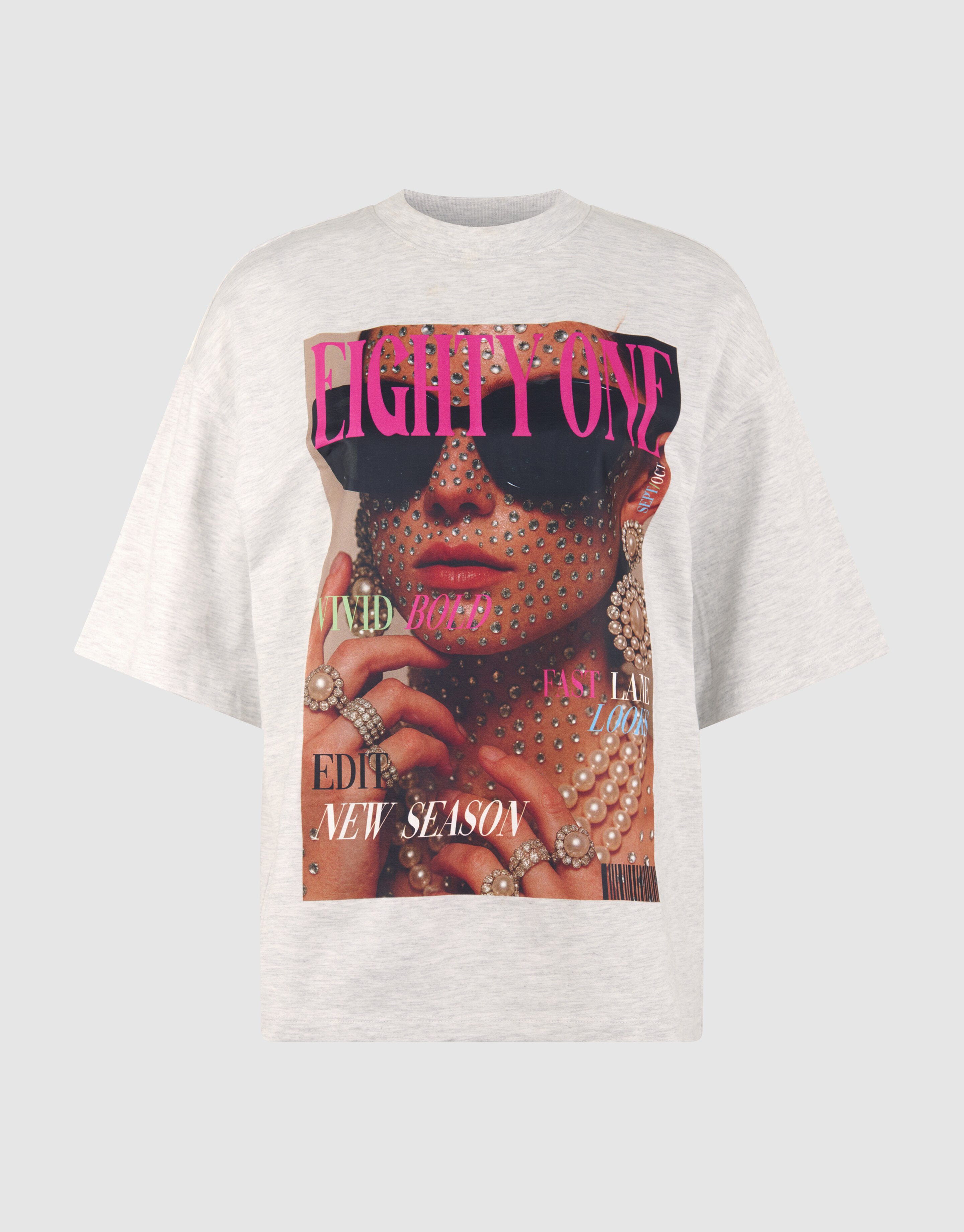 Magazin Artwork T-Shirt Hellgrau SHOEBY WOMEN