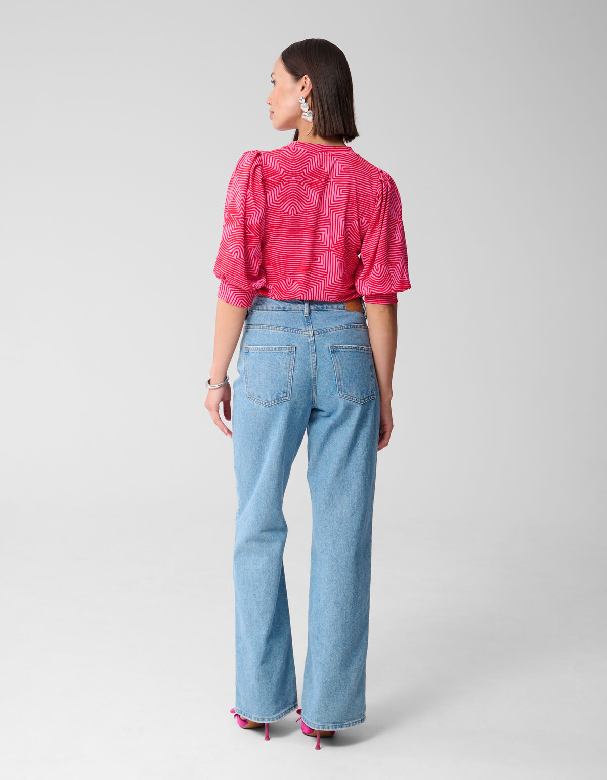 Bedrucktes Ripp-Jersey-Top Rosa/Rot SHOEBY WOMEN