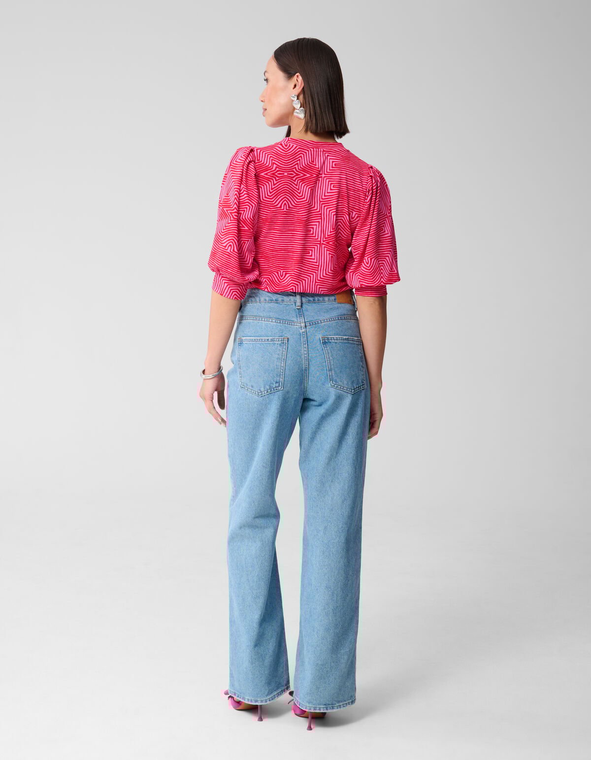 Bedrucktes Ripp-Jersey-Top Rosa/Rot SHOEBY WOMEN