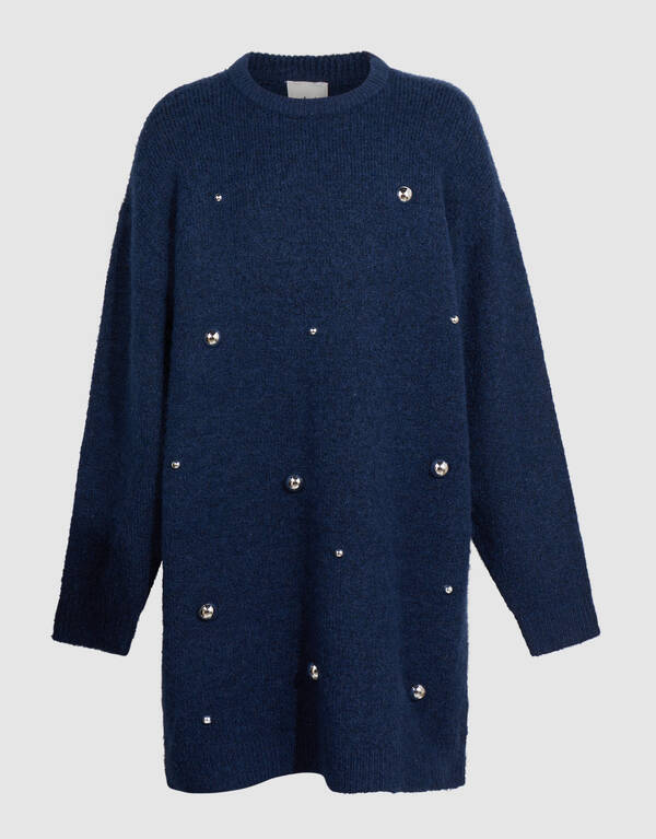 Studded Strickkleid Dunkelblau SHOEBY GIRLS