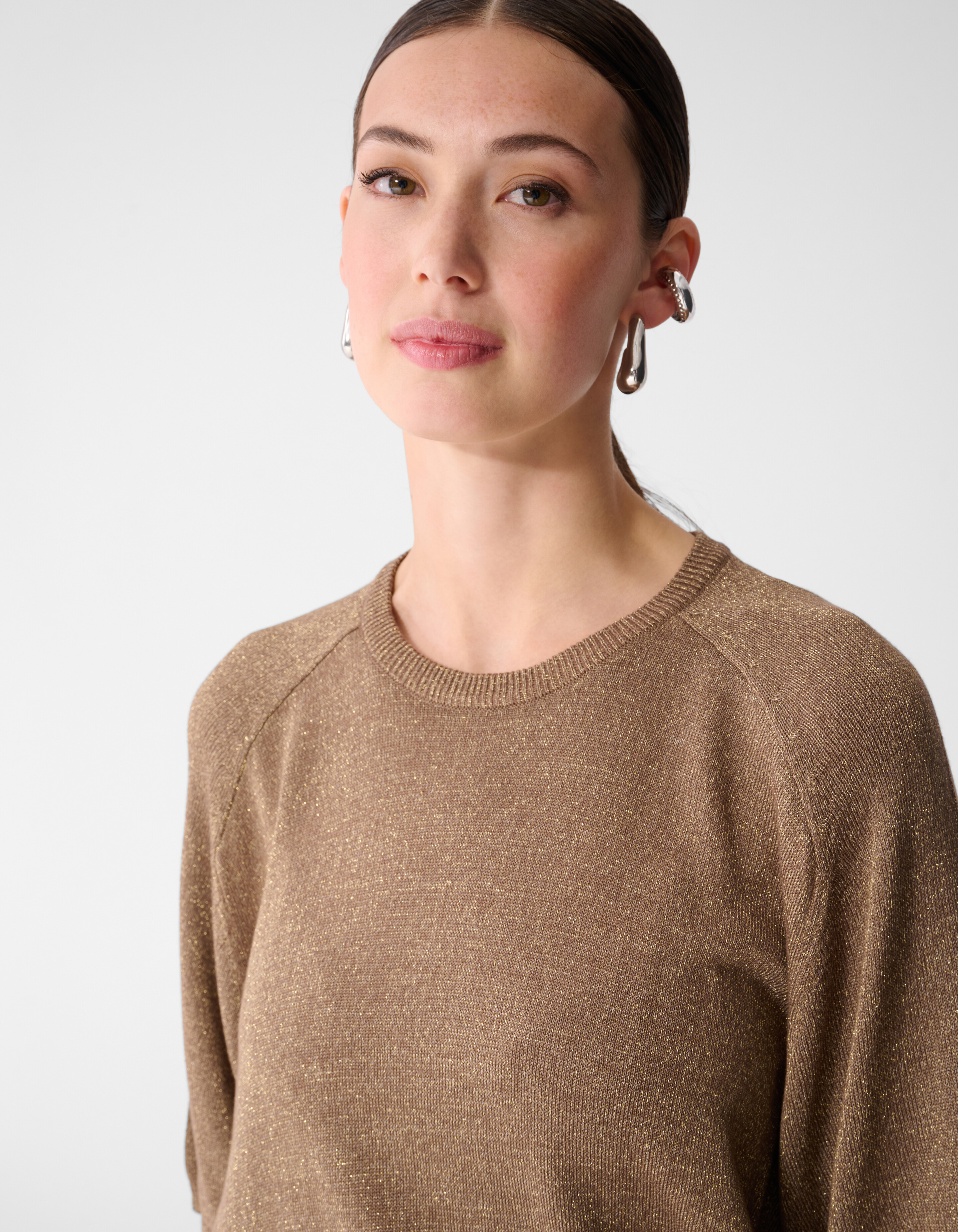 Kurzarm Glitzerpullover Braun SHOEBY WOMEN