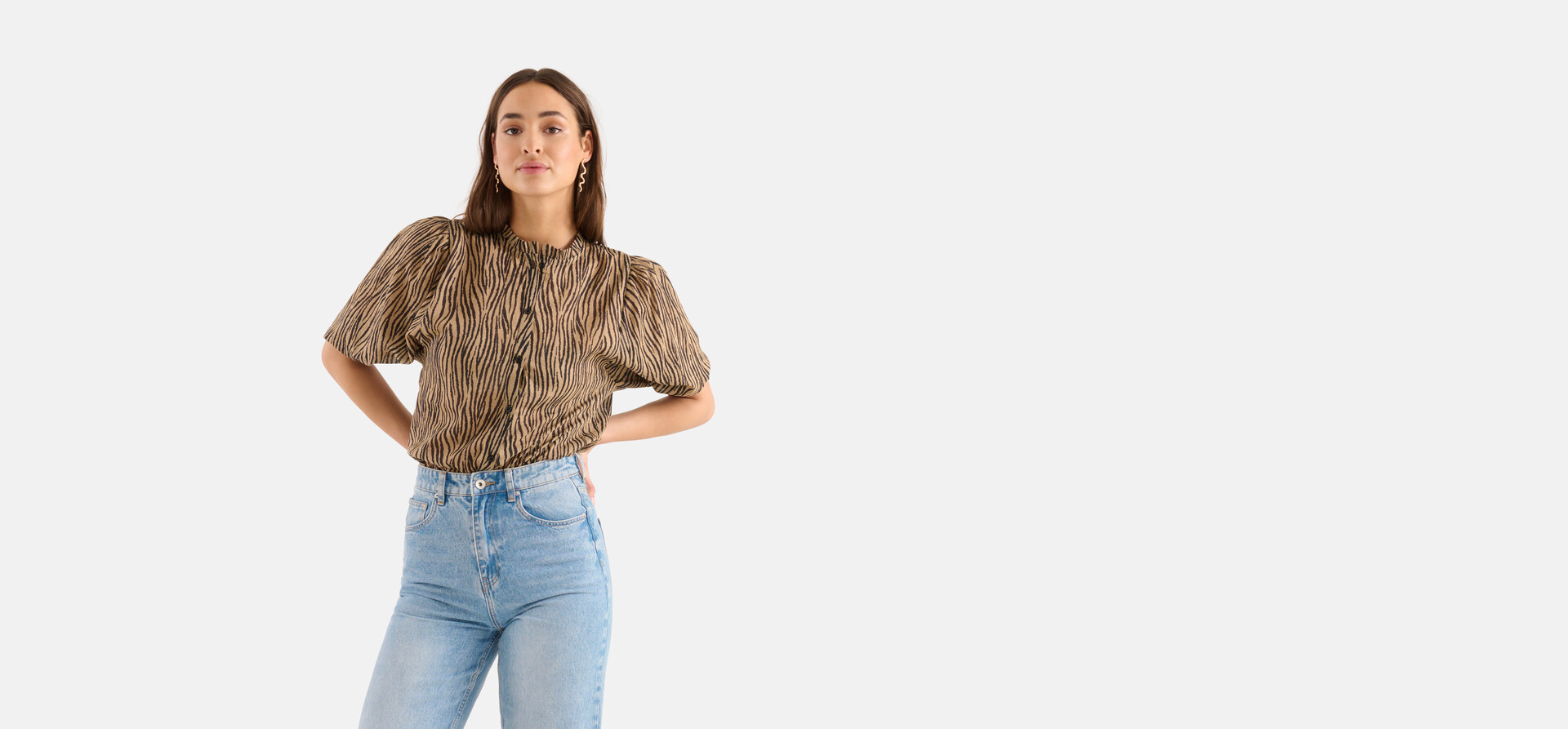 Zebra-Voile-Bluse Braun SHOEBY WOMEN