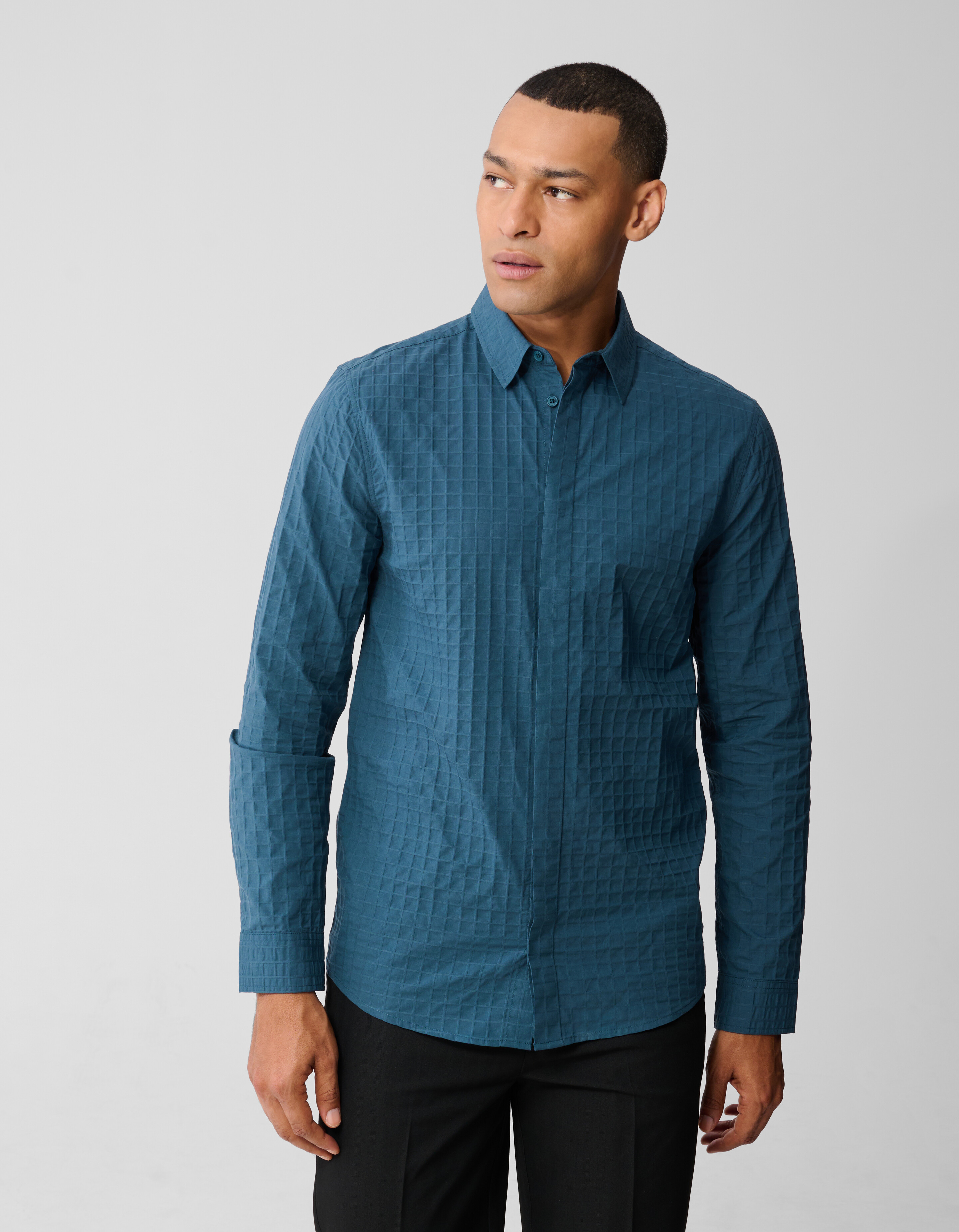 Strukturhemd Dunkelgr&uuml;n SHOEBY MEN