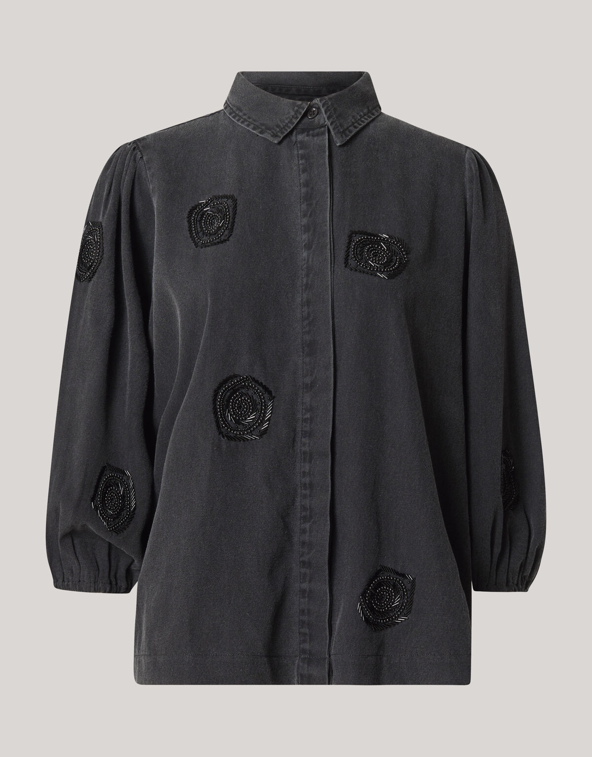 Perlenblumenbluse Dunkelgrau SHOEBY WOMEN