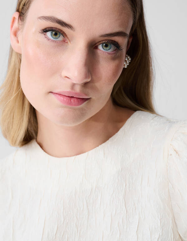 Jacquard Struktur Top Gebrochen Wei&szlig; SHOEBY WOMEN