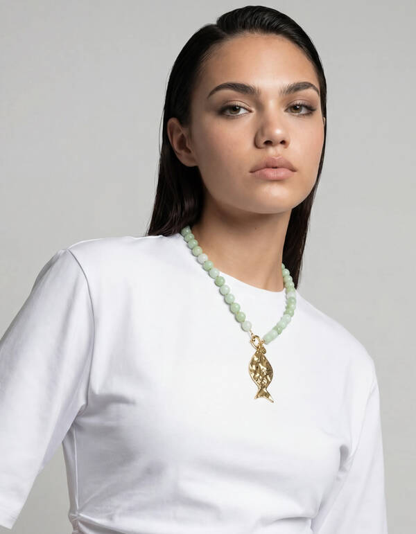 Perlenfischkette Hellgr&uuml;n SHOEBY ACCESSOIRES