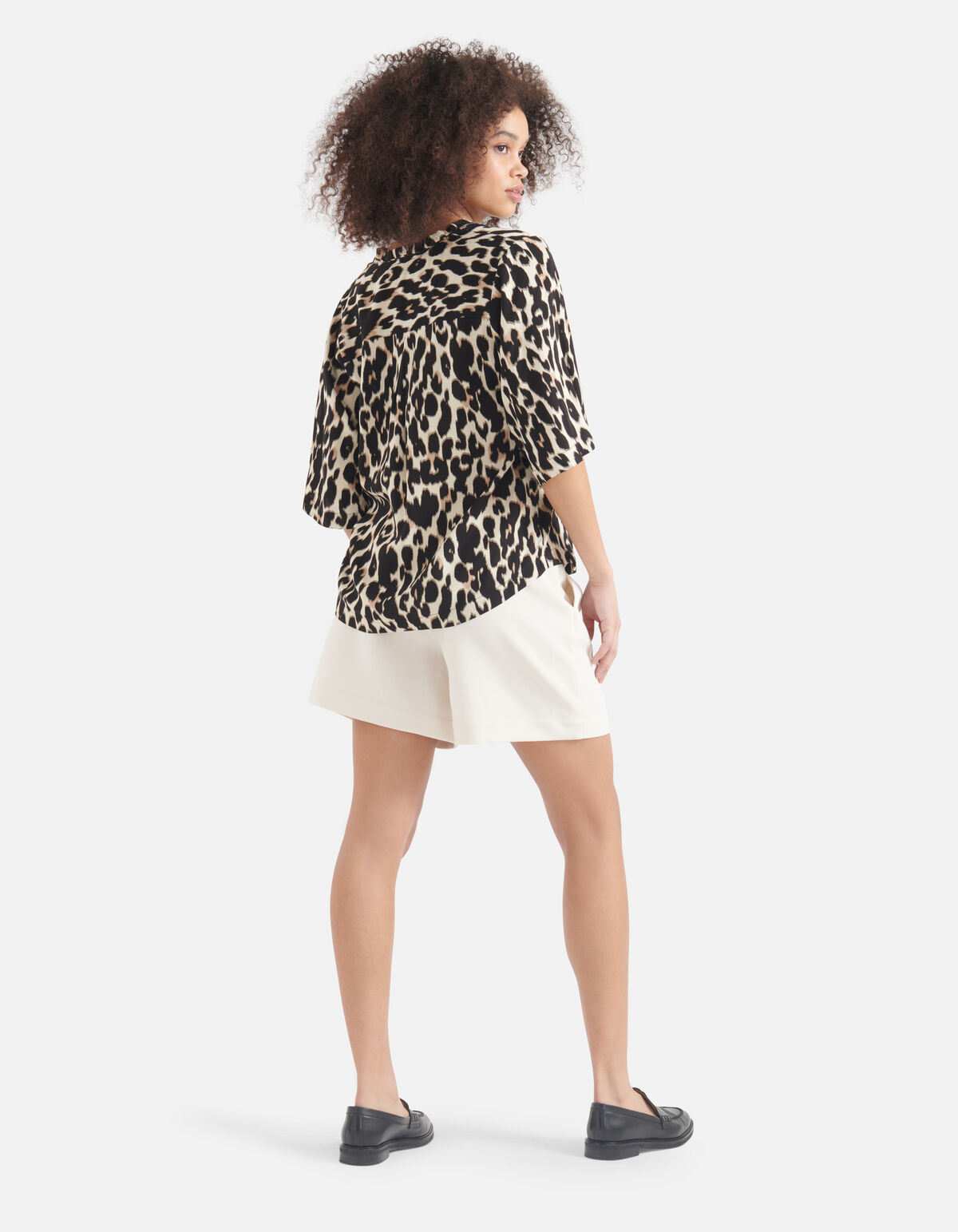 Leopard V-Ausschnitt Top Braun SHOEBY WOMEN