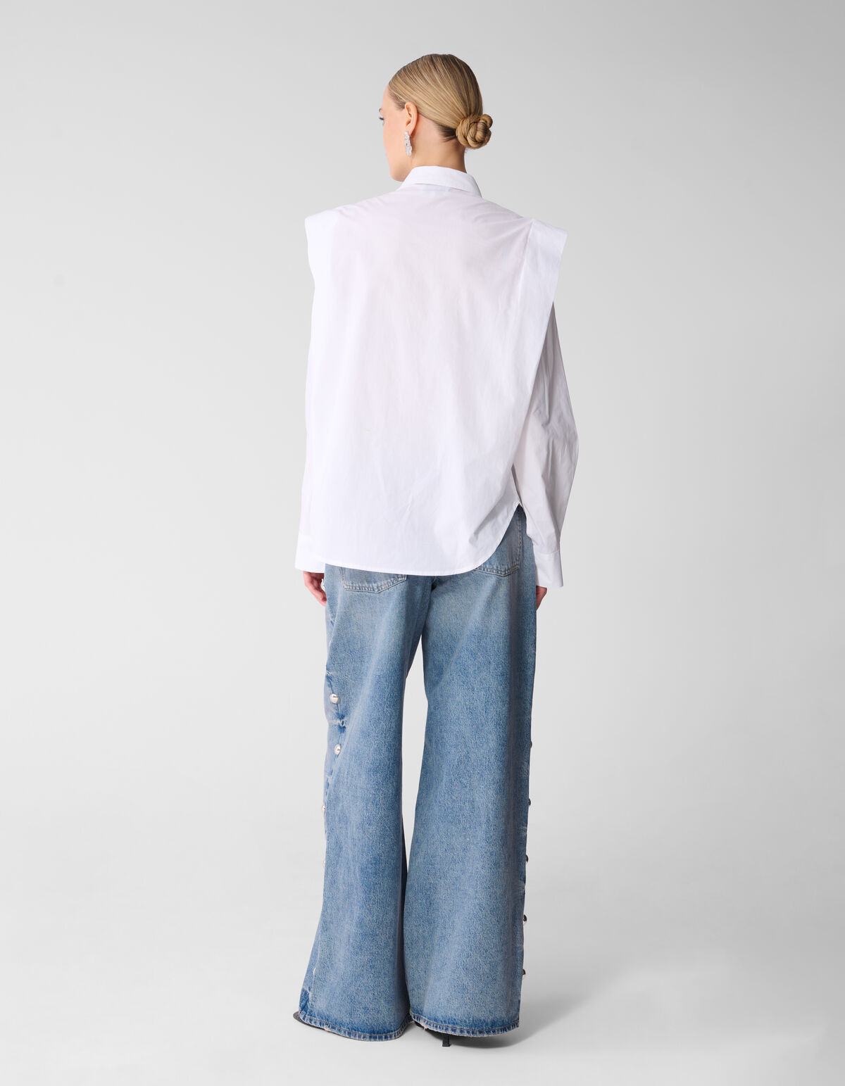 Die Pleat Poplin Bluse Wei&szlig; SHOEBY WOMEN