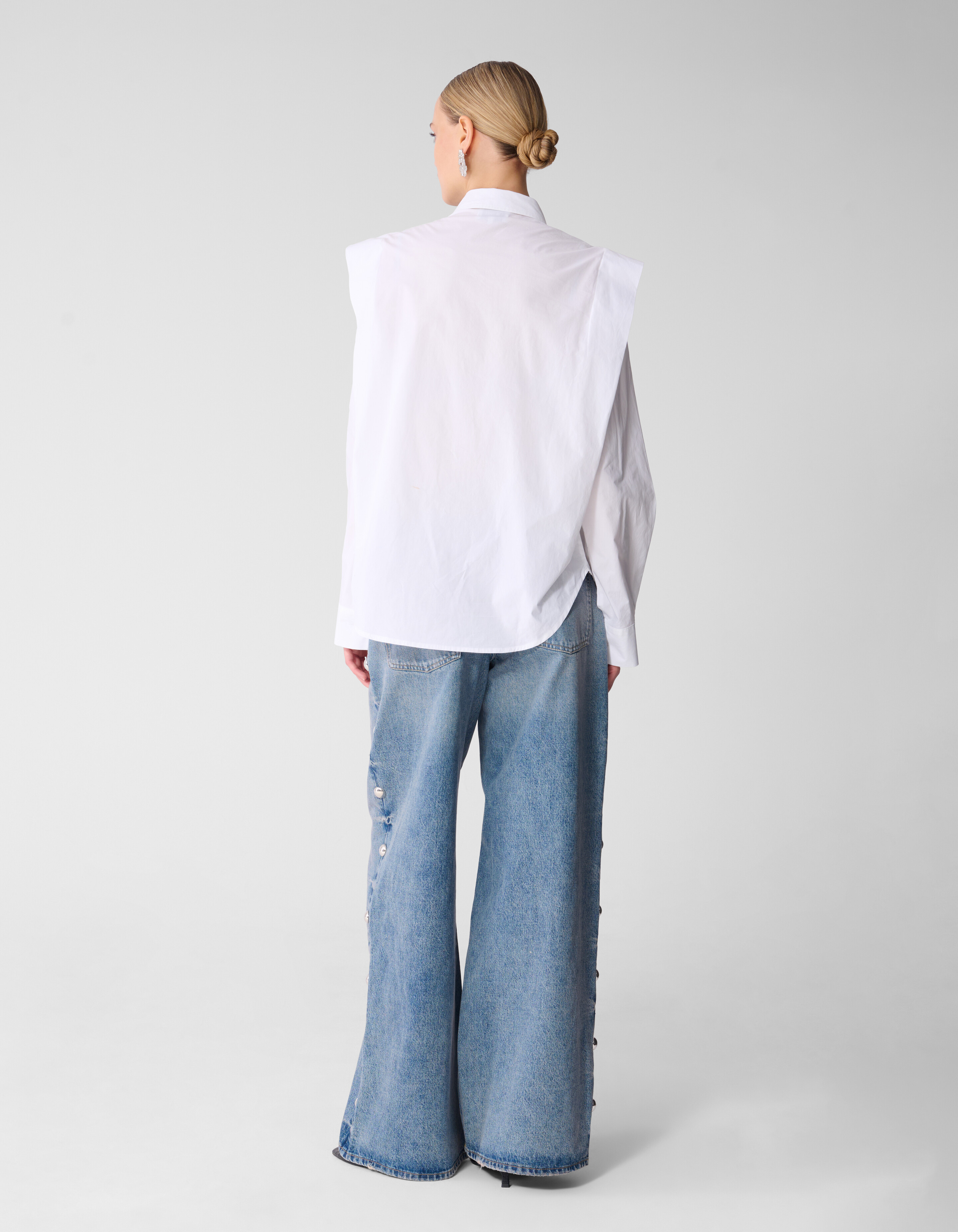 Die Pleat Poplin Bluse Wei&szlig; SHOEBY WOMEN