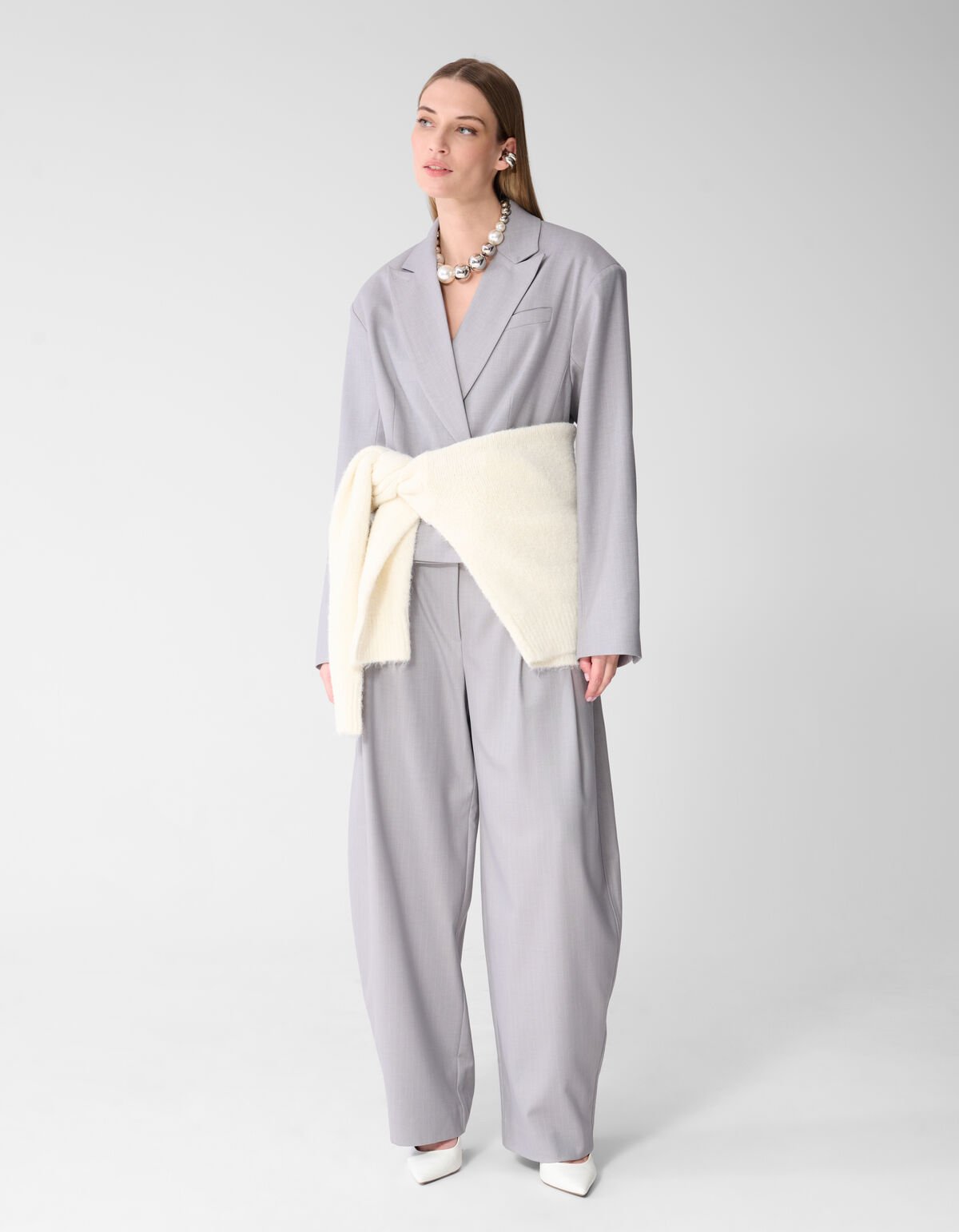 Pinstripe Barrel Fit Hose Hellgrau SHOEBY WOMEN