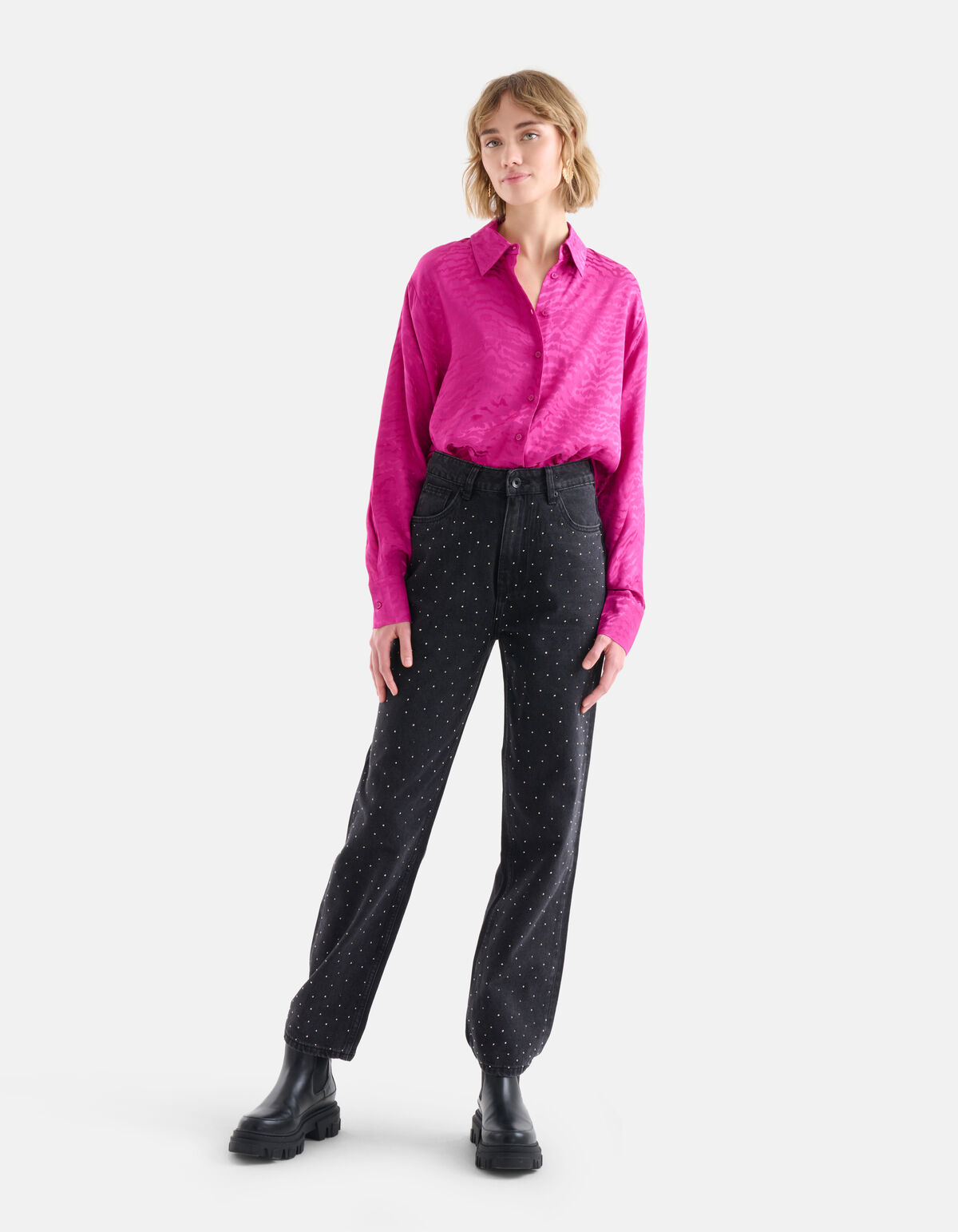 Jacquard-Bluse Rosa SHOEBY WOMEN