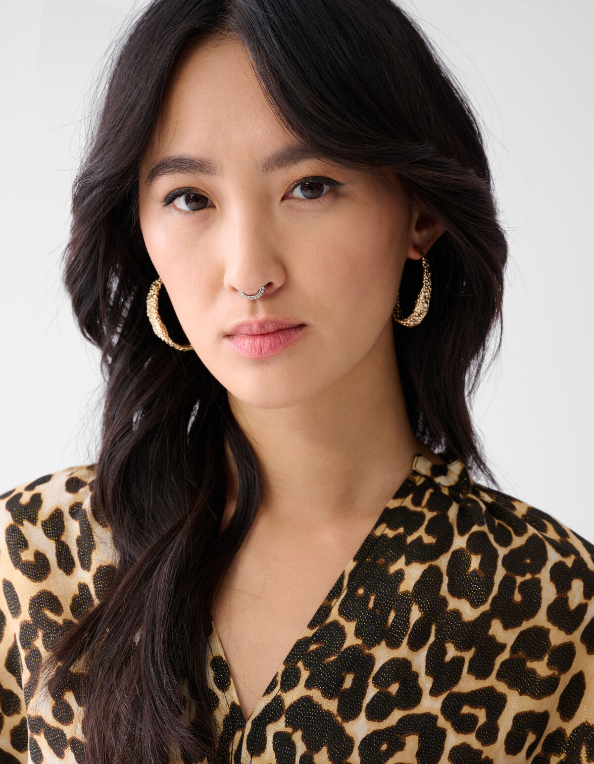 &Uuml;bergr&ouml;&szlig;en Leopard Glanz Bluse Braun SHOEBY WOMEN