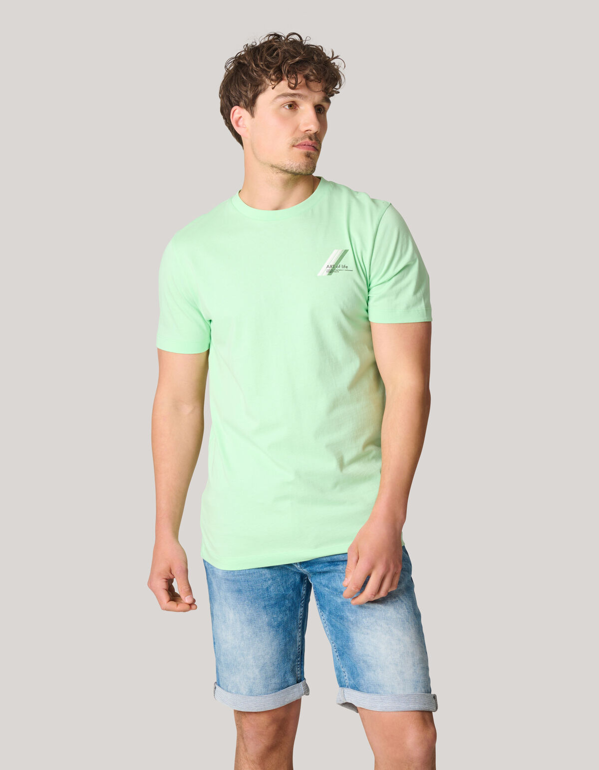 Kunst-T-Shirt Hellgrün SHOEBY MEN