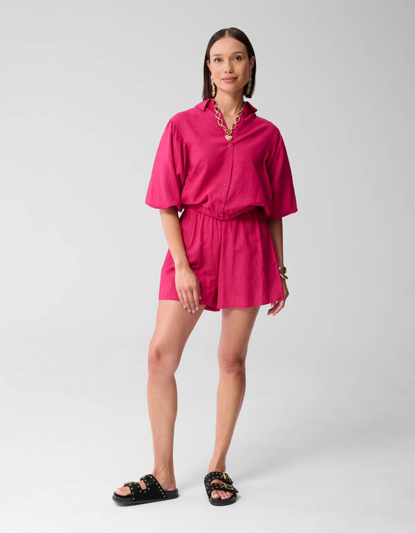 Leinen-Bauschbluse Rosa SHOEBY WOMEN