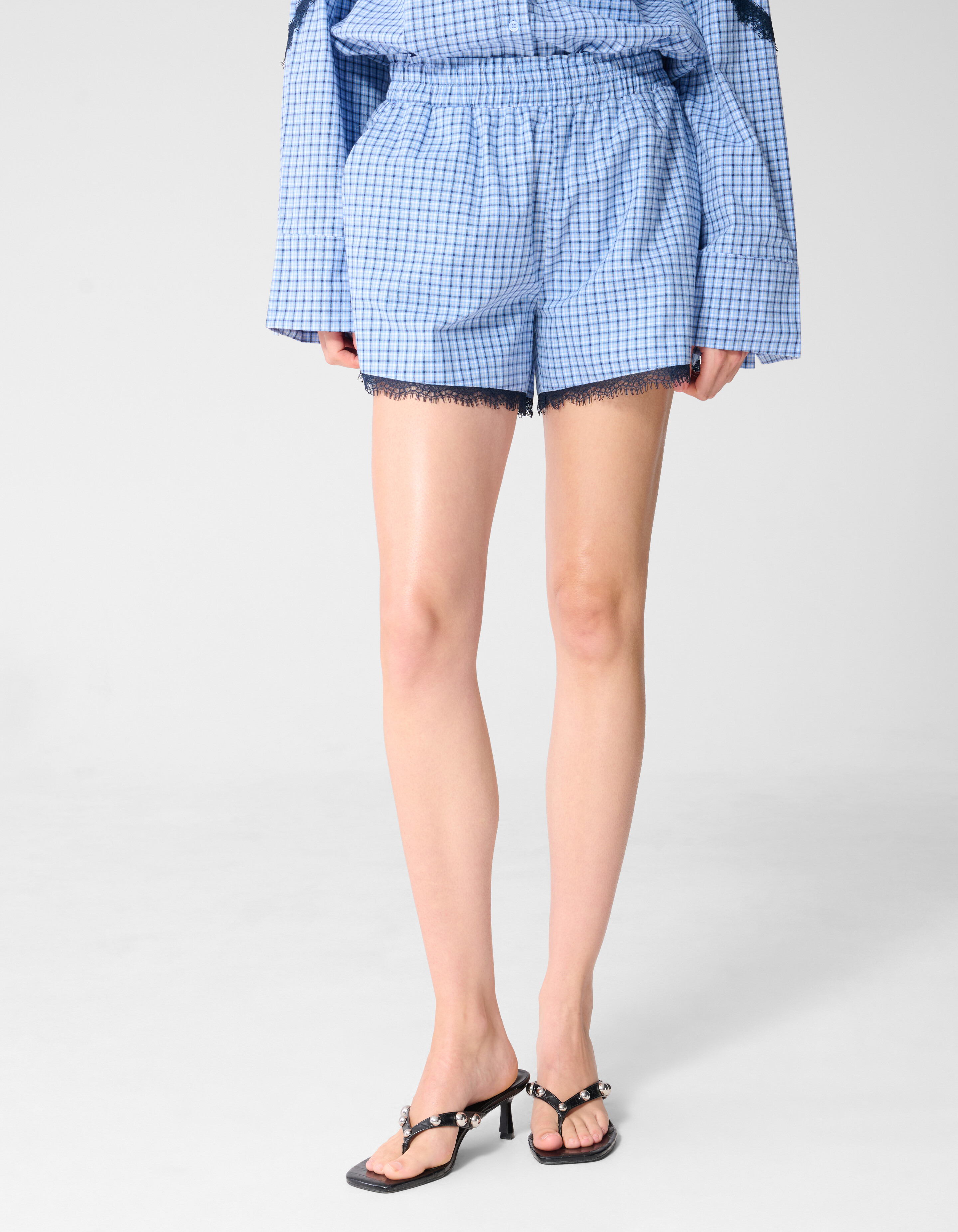 Kanten Rauten Shorts Blau SHOEBY WOMEN