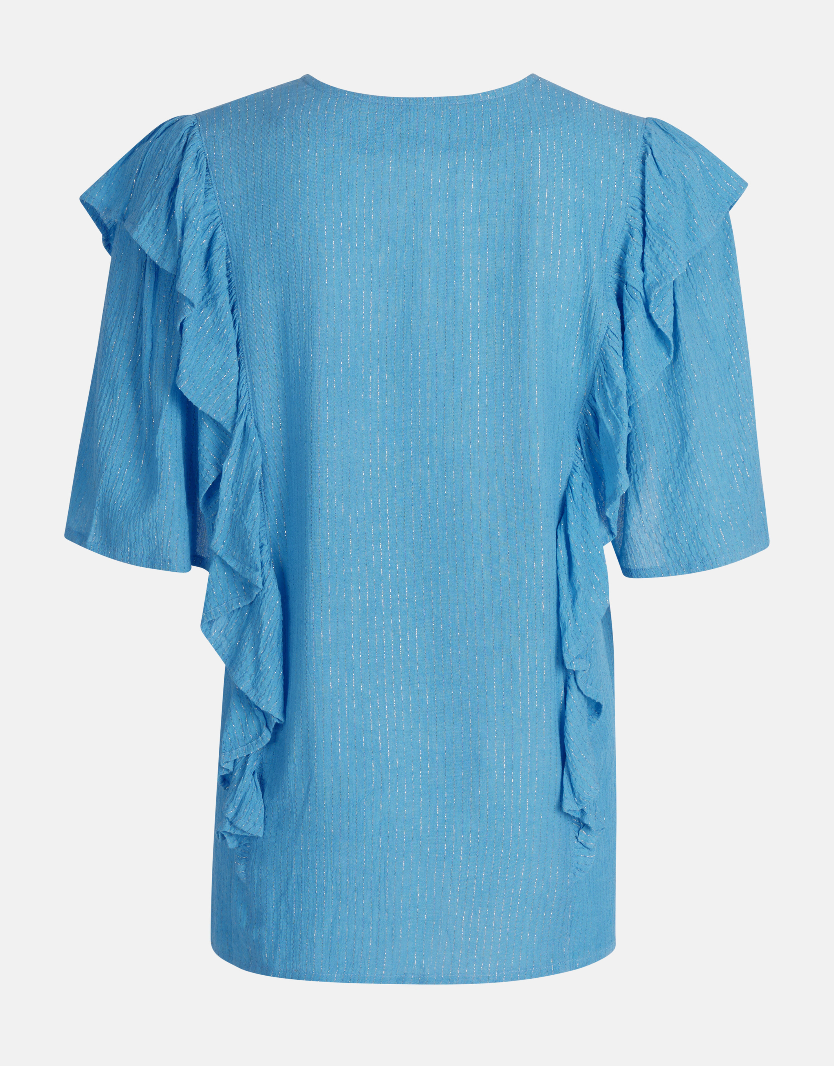 Rüschen-Lurex-Top Blau SHOEBY WOMEN
