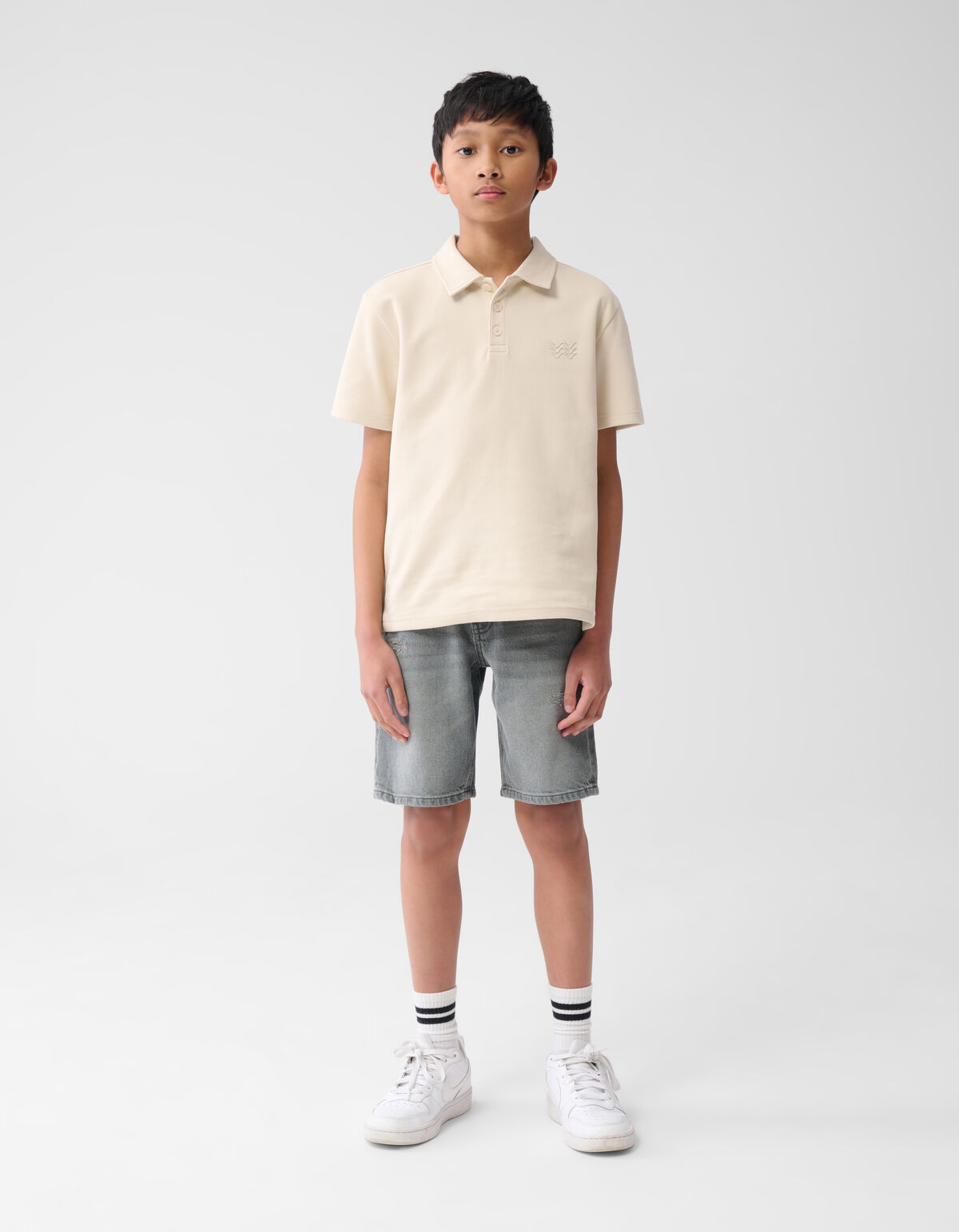 Straight Fit Jeansshorts Grau SHOEBY BOYS